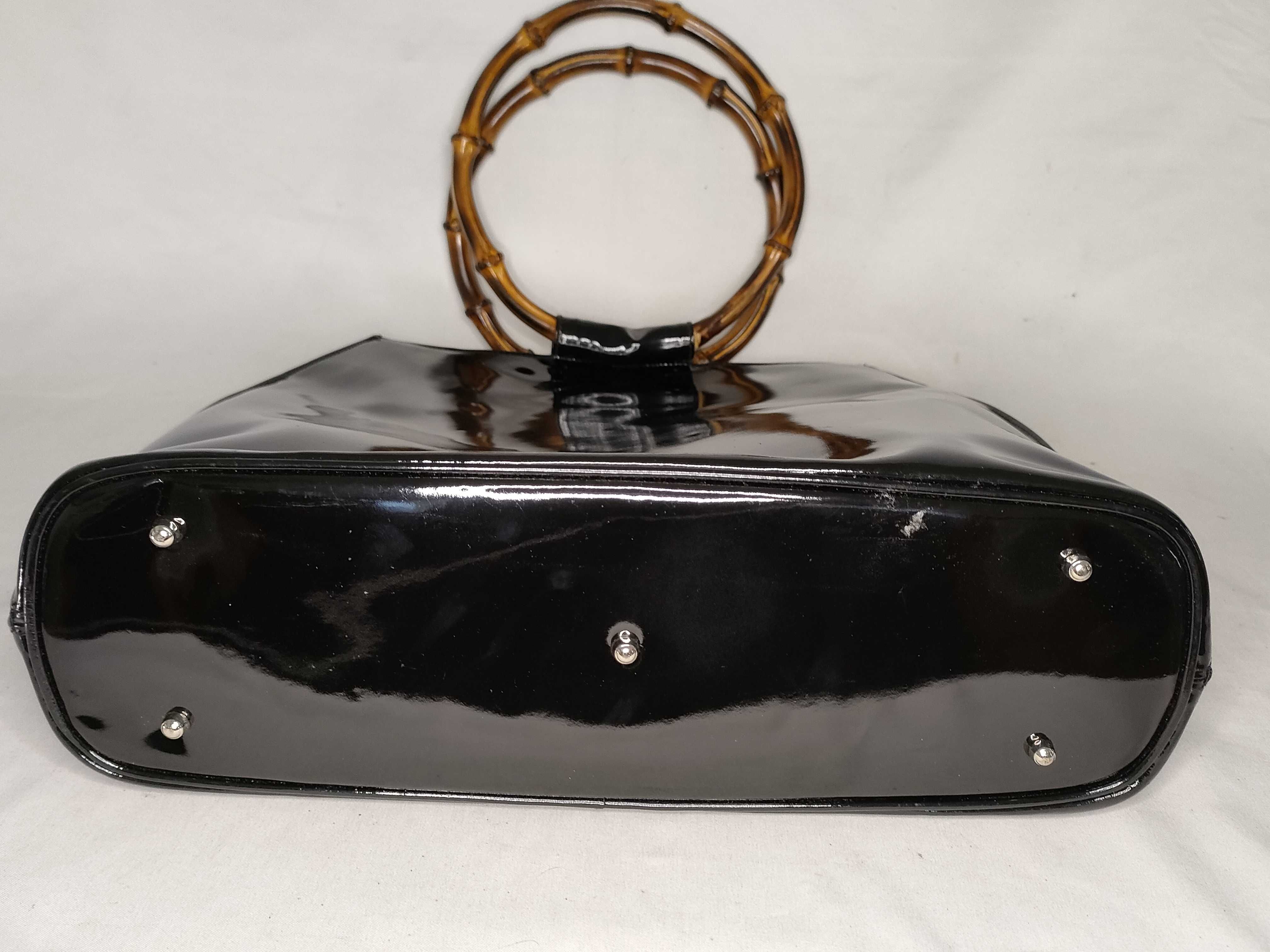 Bamboo Gucci Bamboo 002 21130309 Enamel Tote Bag Black Tote Bag — view 7