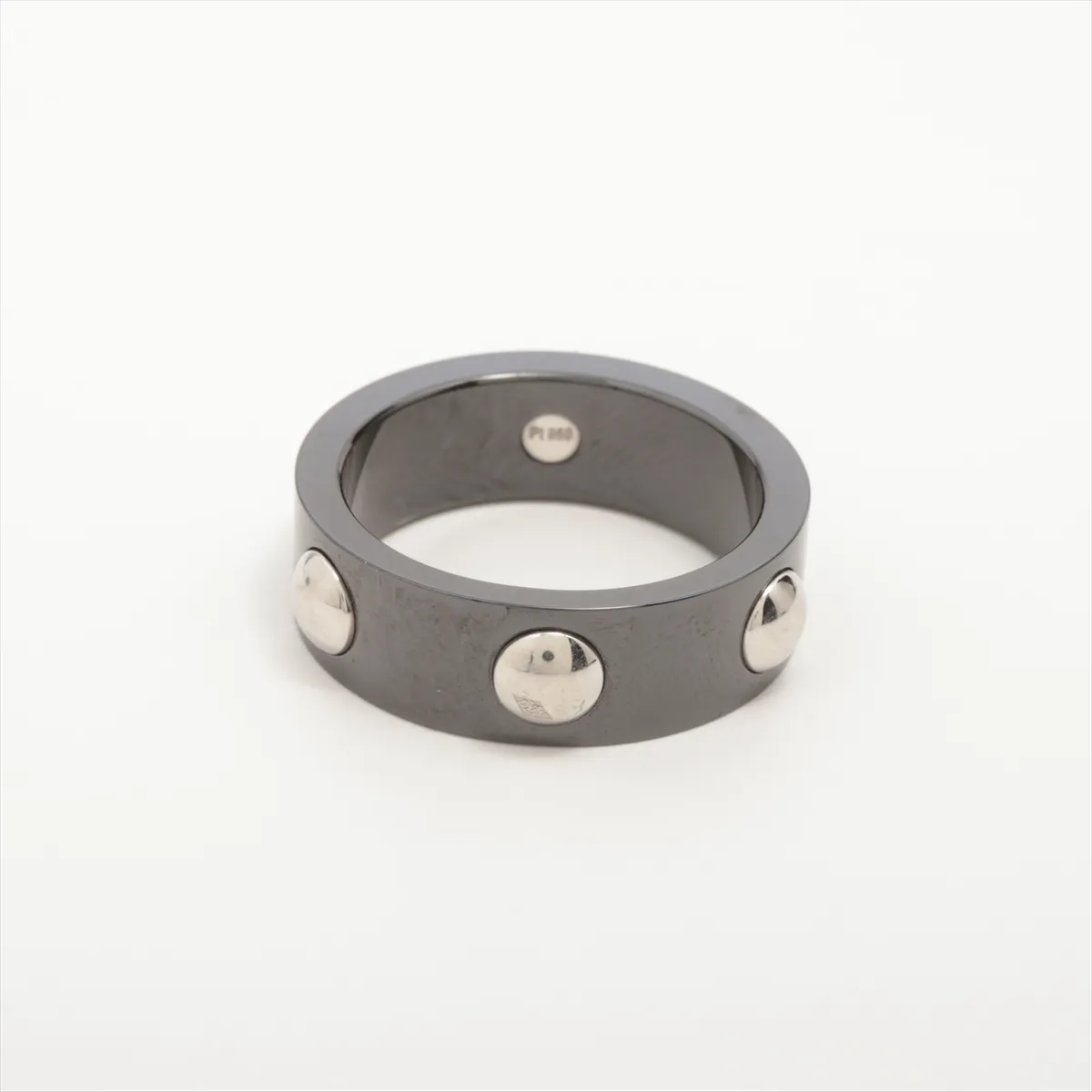 Petite Bague Clou Diamond Ring, Pt950 x Ceramic, 6.1g, 53, 048299, hallmark — view 2