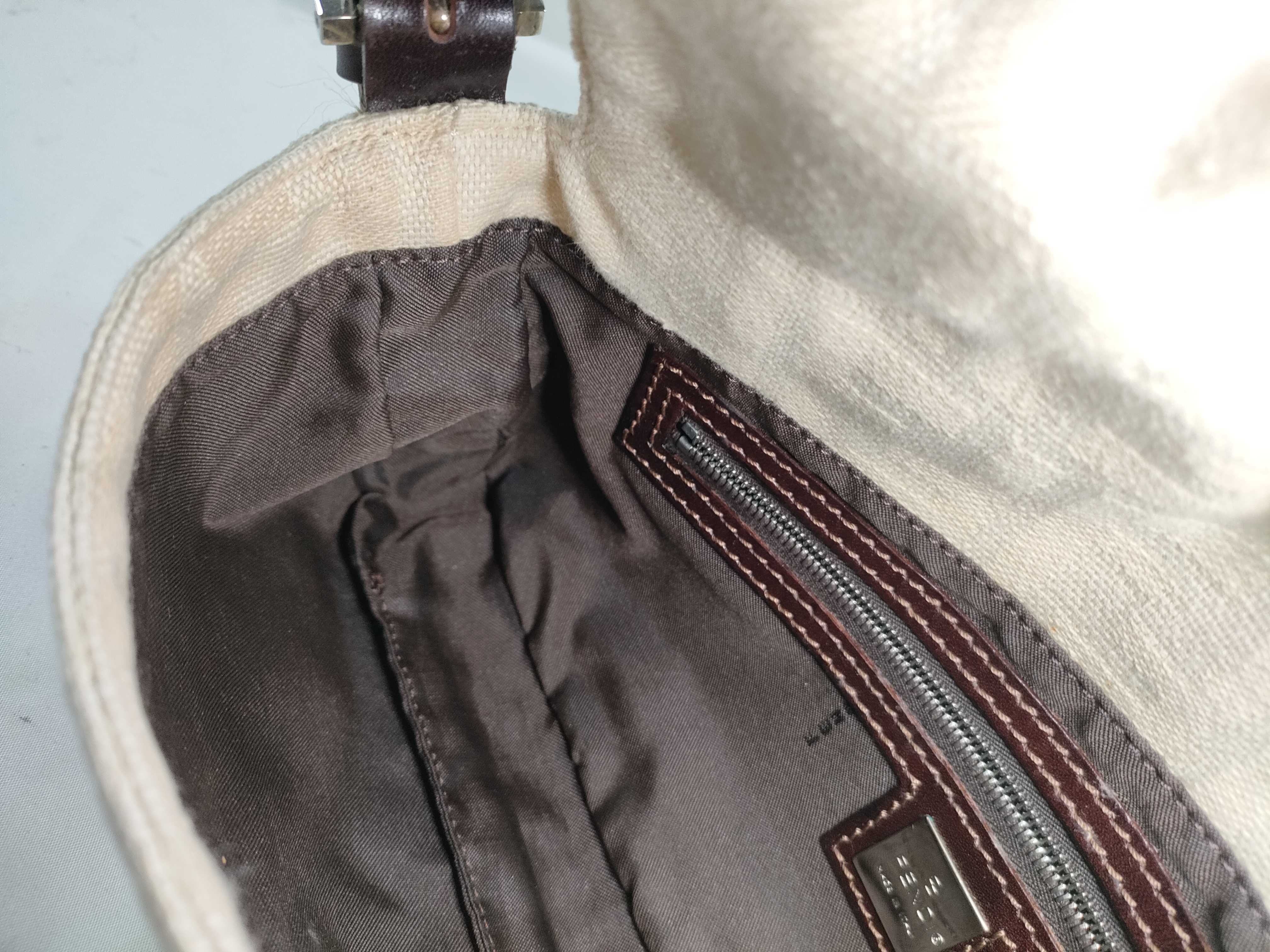 Zucca pattern Fendi Mamma Bucket Zucca pattern canvas x leather beige shoulder bag one-shoulder bag — view 11