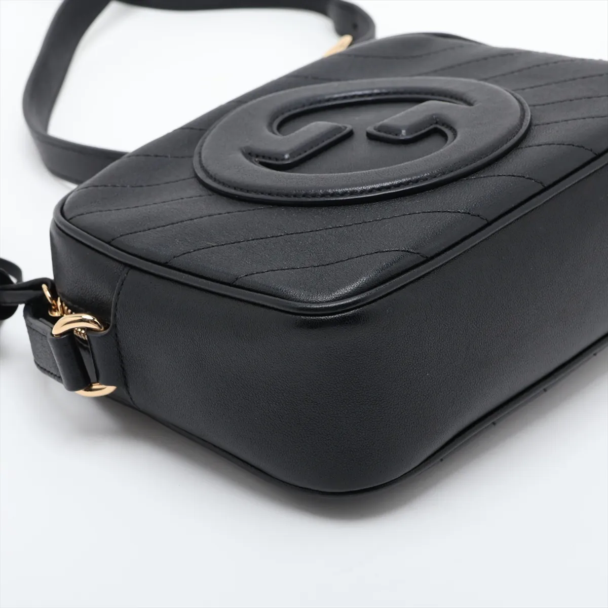 Blondie 742360 Leather Shoulder Bag, Navy — view 4
