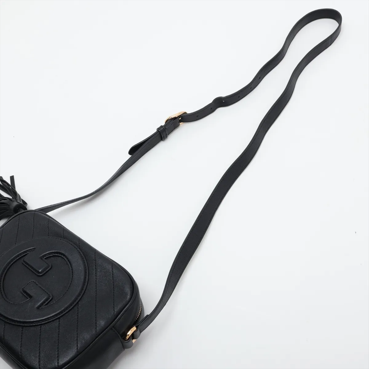 Blondie 742360 Leather Shoulder Bag, Navy — view 5