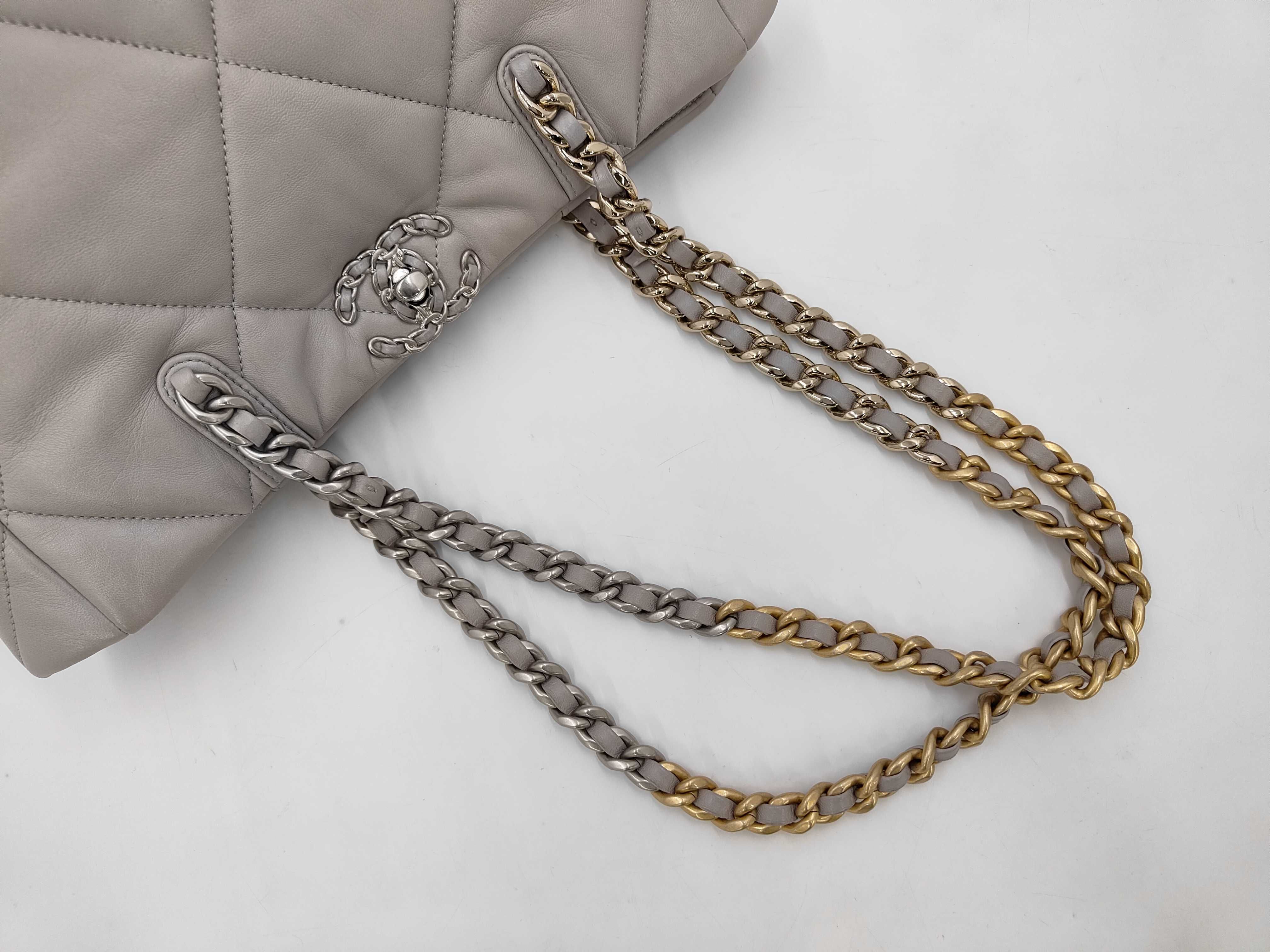 Lambskin Grey Tote Bag RFID Tote Bag — view 3
