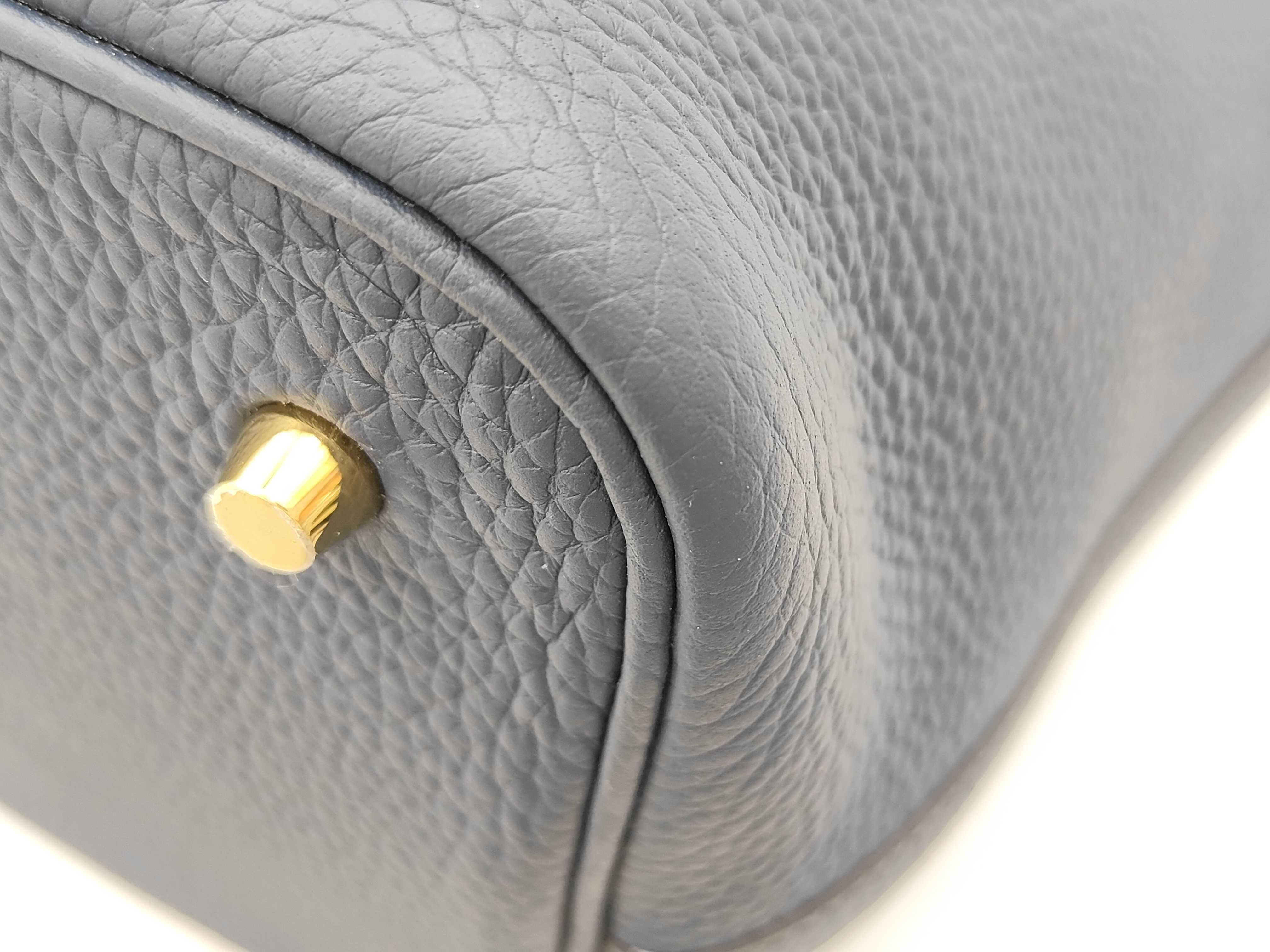 Picotin Lock MM Taurillon Clemence Deep Blue Handbag (B stamp) — view 6