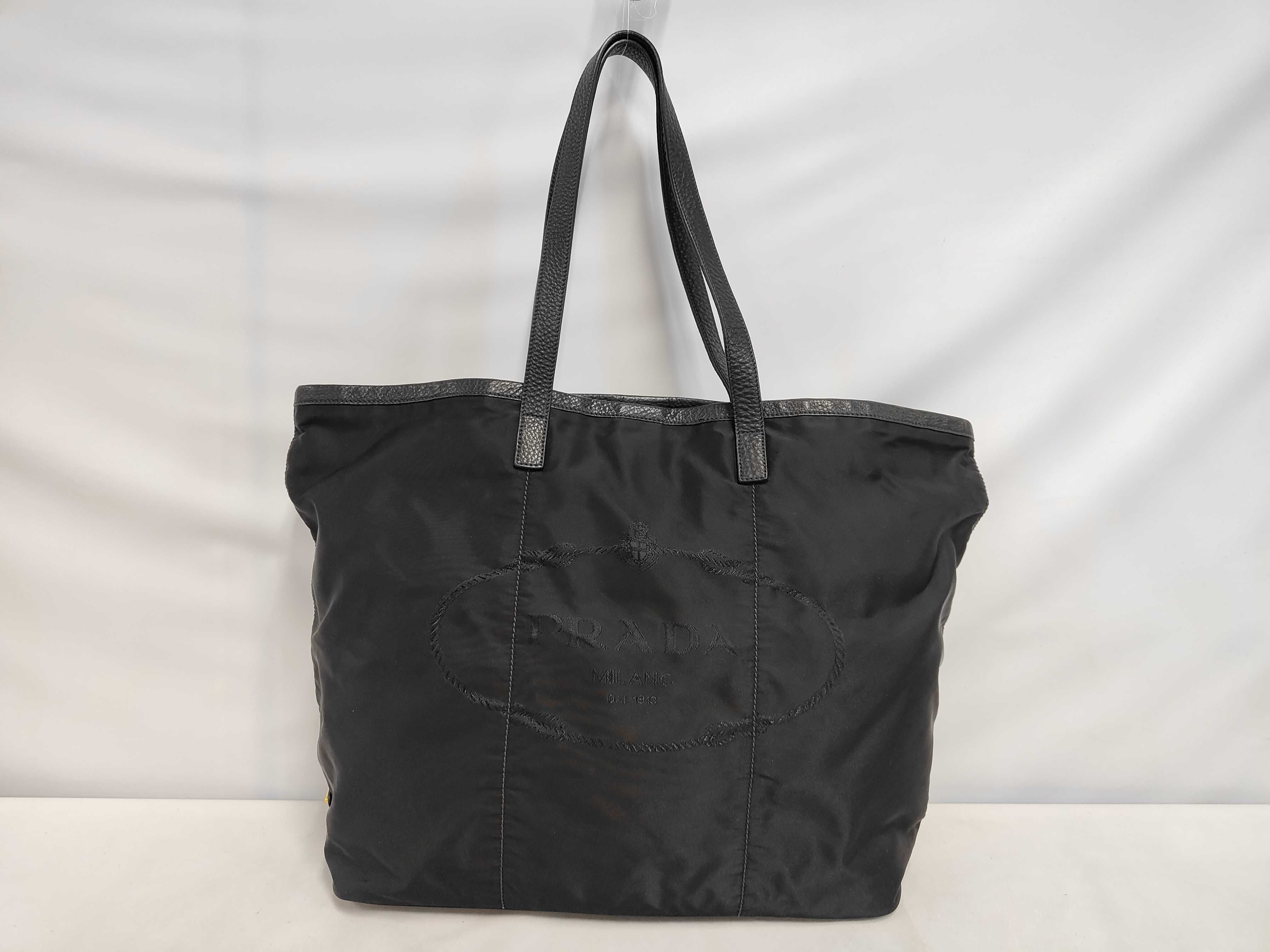 Embossed Logo Nylon Triangle Logo Tote Bag