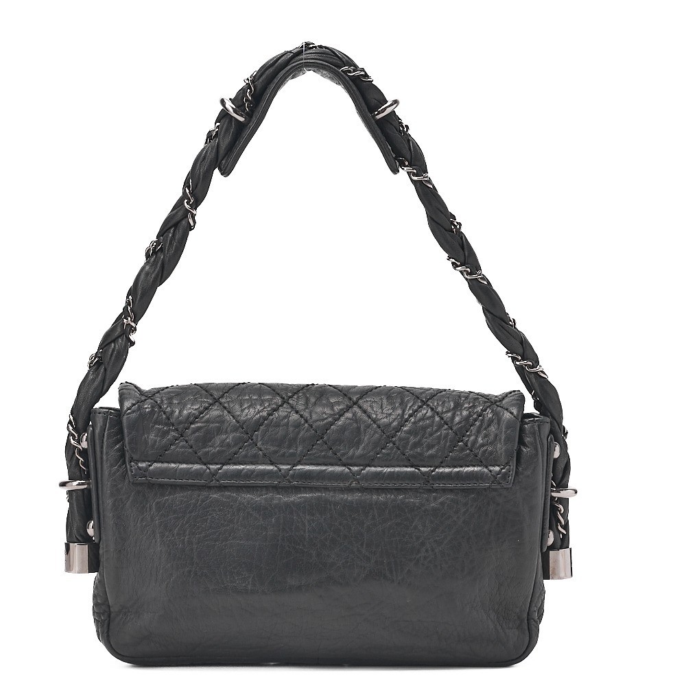 Calfskin Matelassé Single Handbag, Black, Silver Hardware, Series 11 — view 2