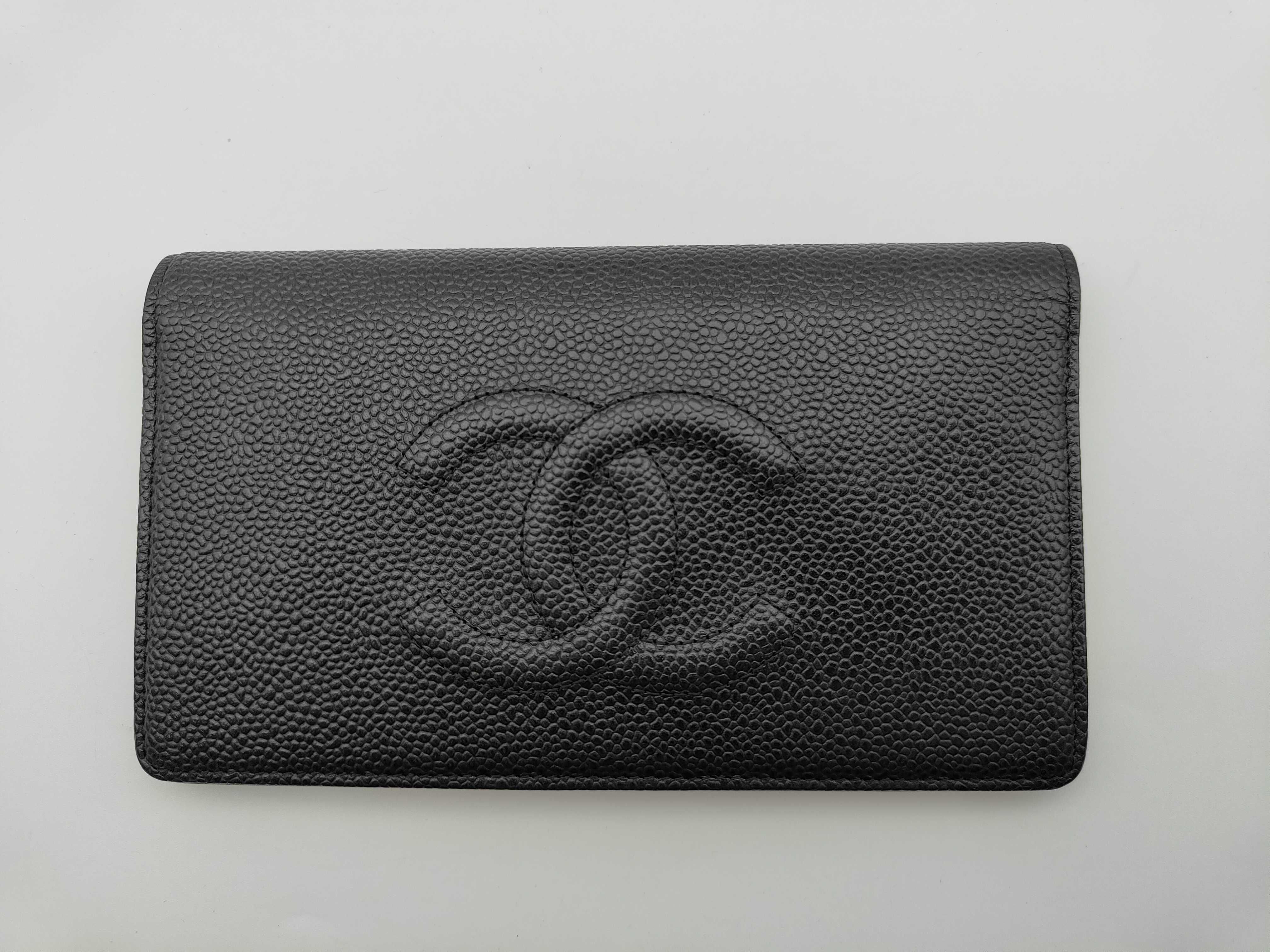 Caviar Skin Coco Mark Long Wallet