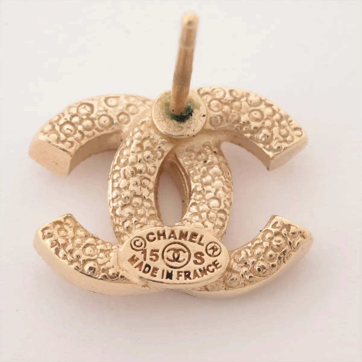 Coco Mark 15S Earrings (Pair) GP x Rhinestone Gold. Shows signs of wear: — view 5