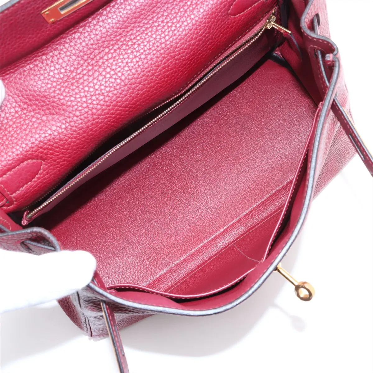 [Individually wrapped] Hermes Kelly 28 LeTourne Taurillon Clemence Rouge Vif Gold hardware Engraved unclear — view 8