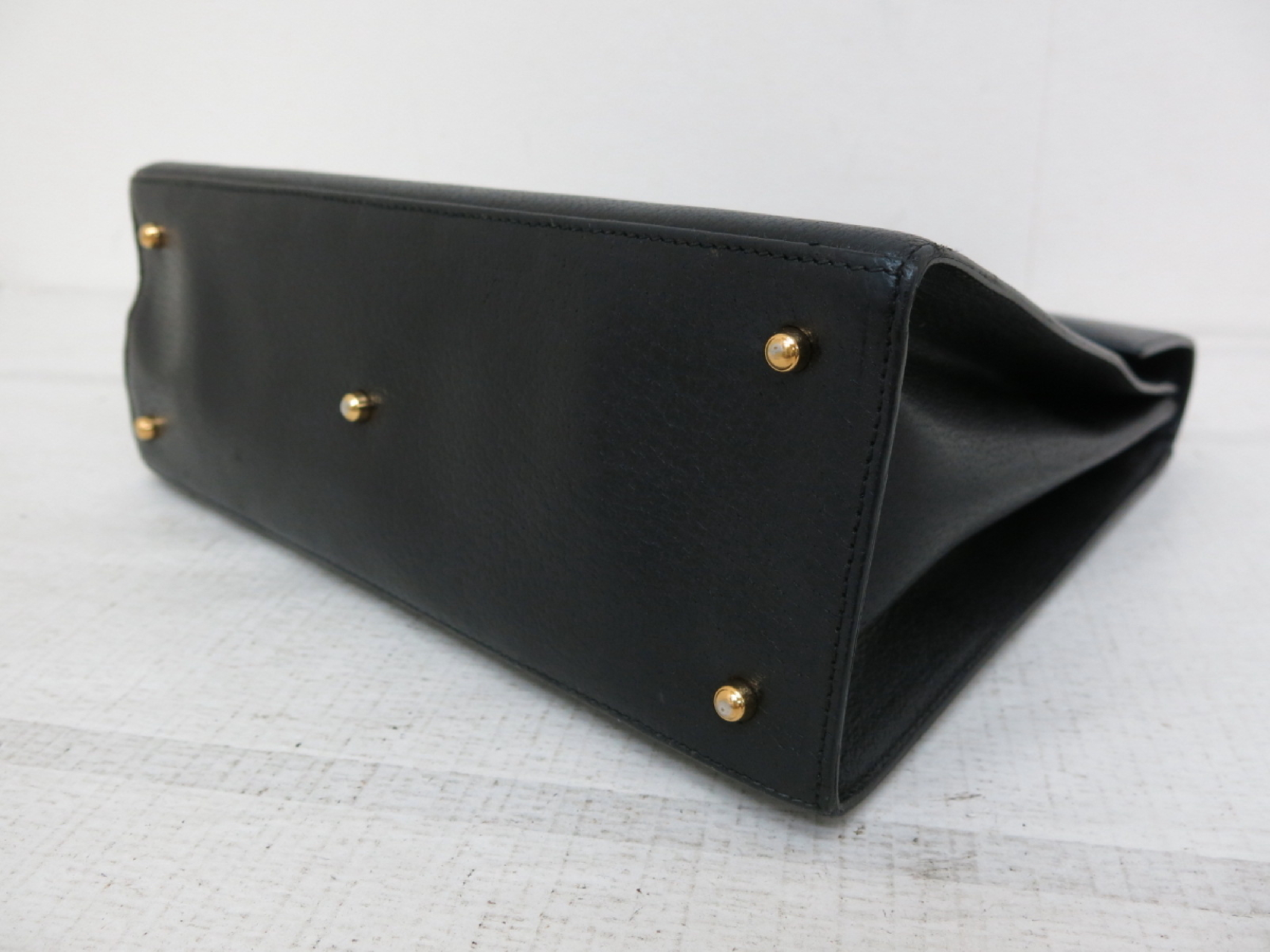 Lady Lock Calf Leather Handbag (Black) — view 5