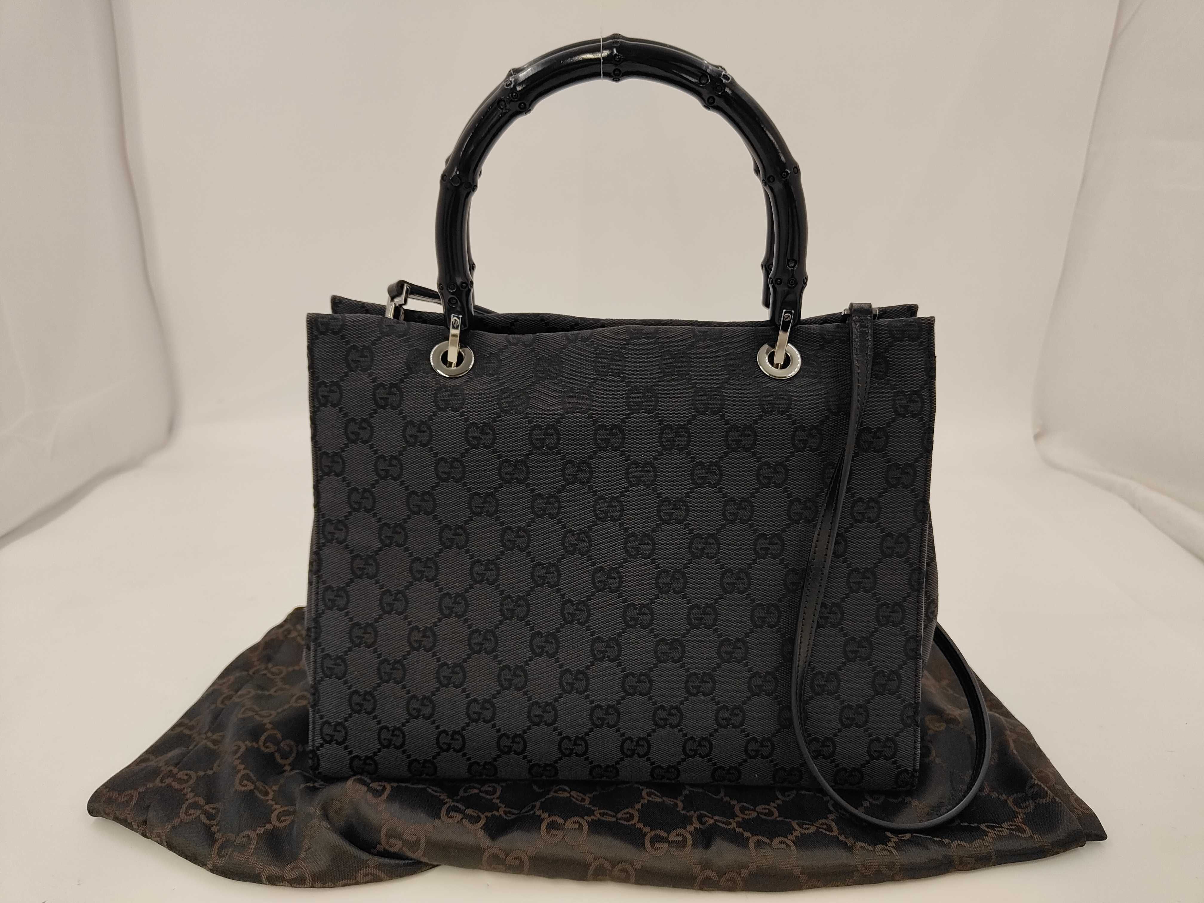 2-way handbag, GG canvas, bamboo.