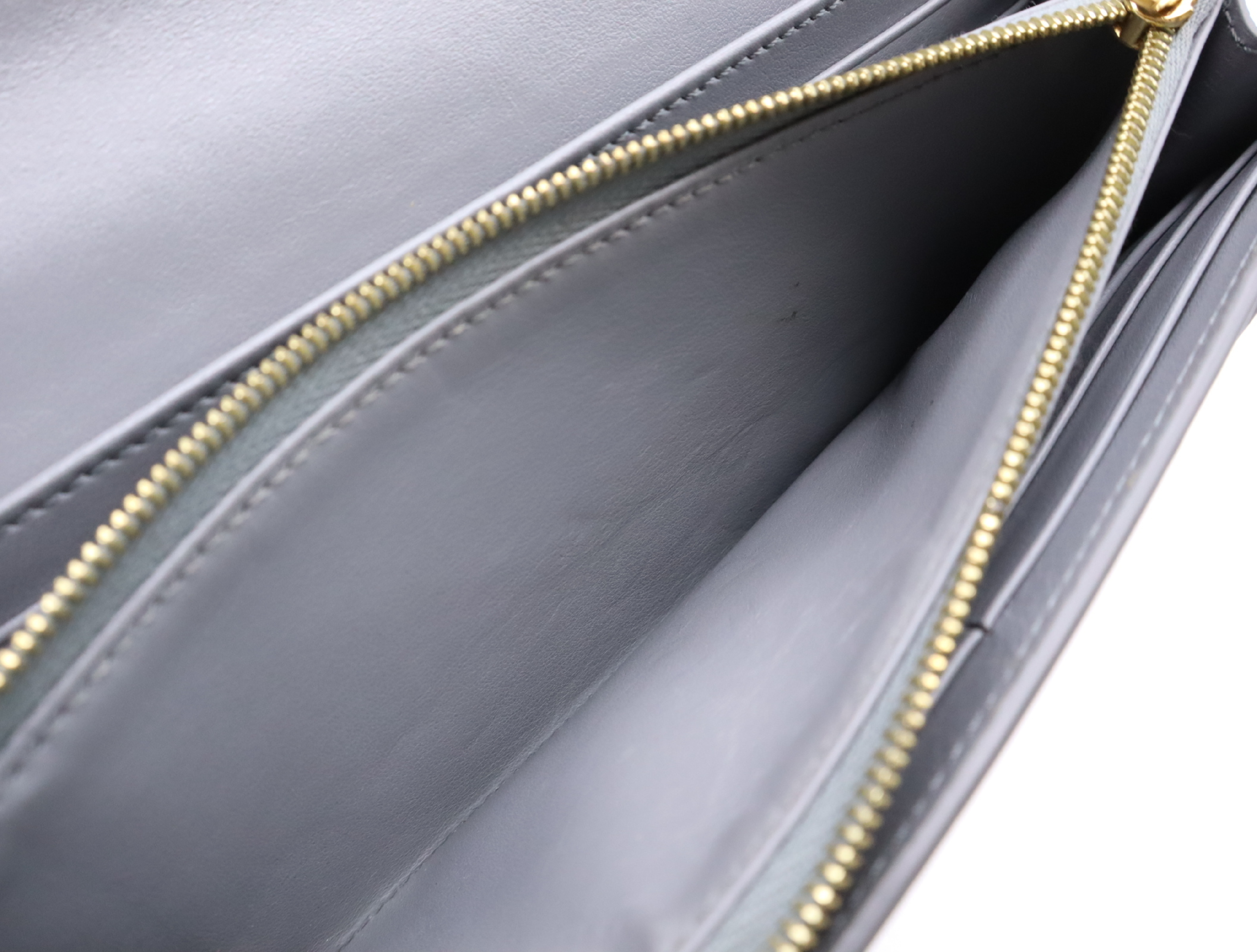 10B563BEL Grained Calfskin Large Flap Wallet, Gray — view 11