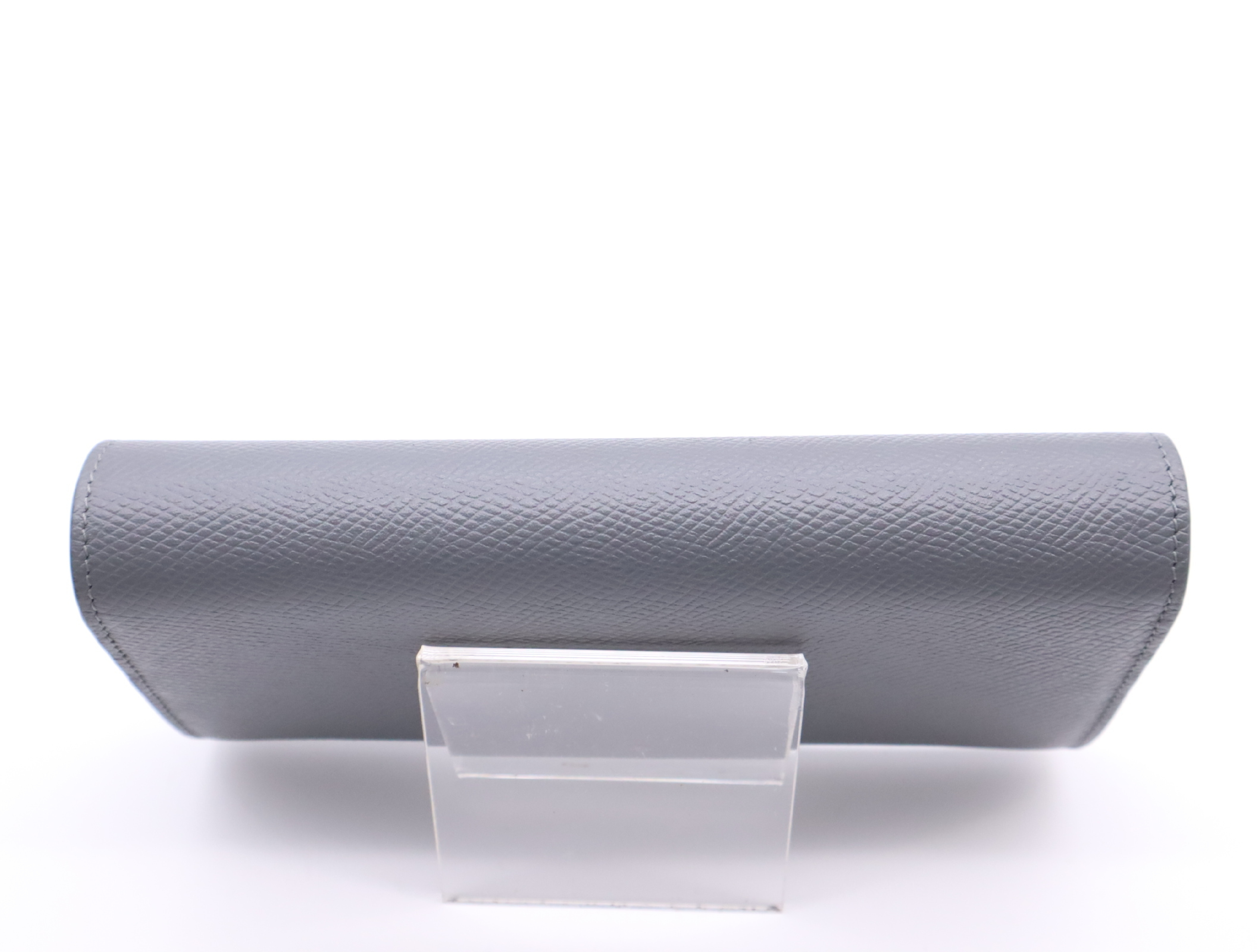 10B563BEL Grained Calfskin Large Flap Wallet, Gray — view 4