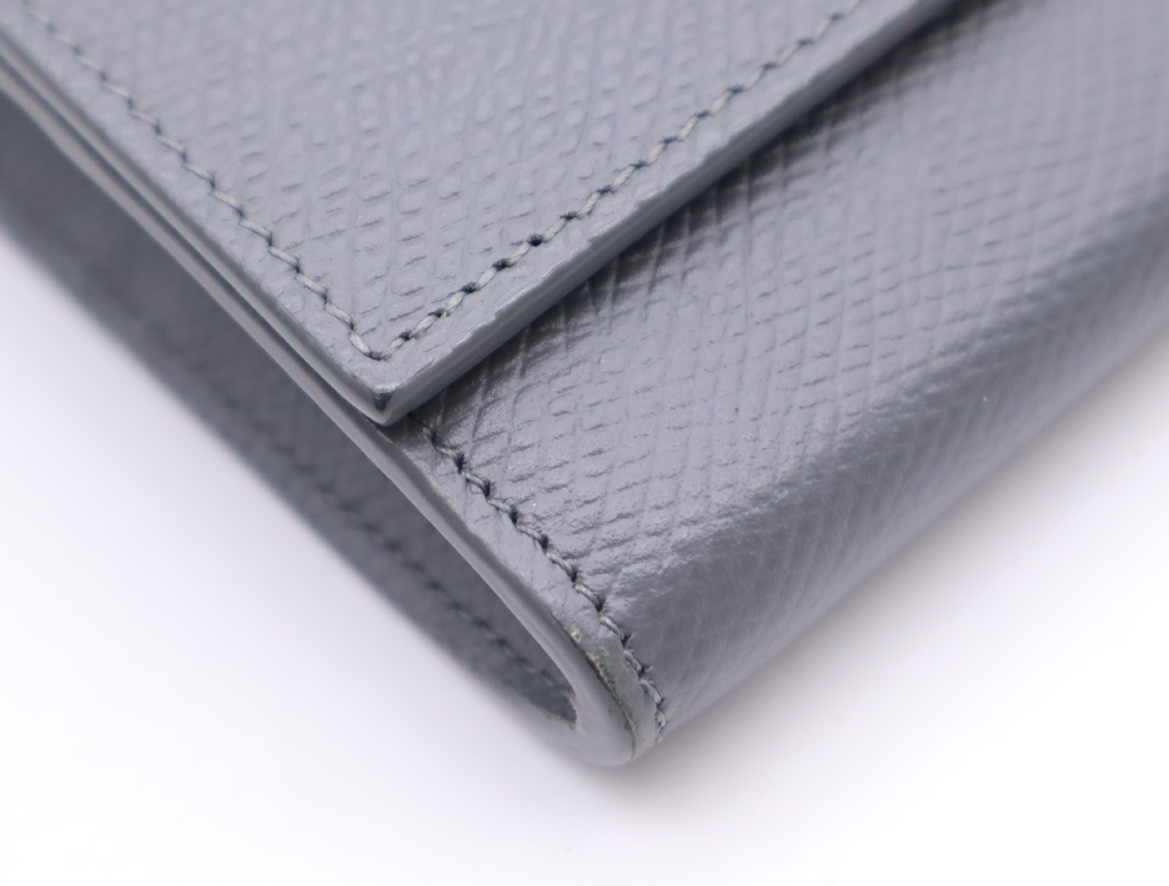 10B563BEL Grained Calfskin Large Flap Wallet, Gray — view 6