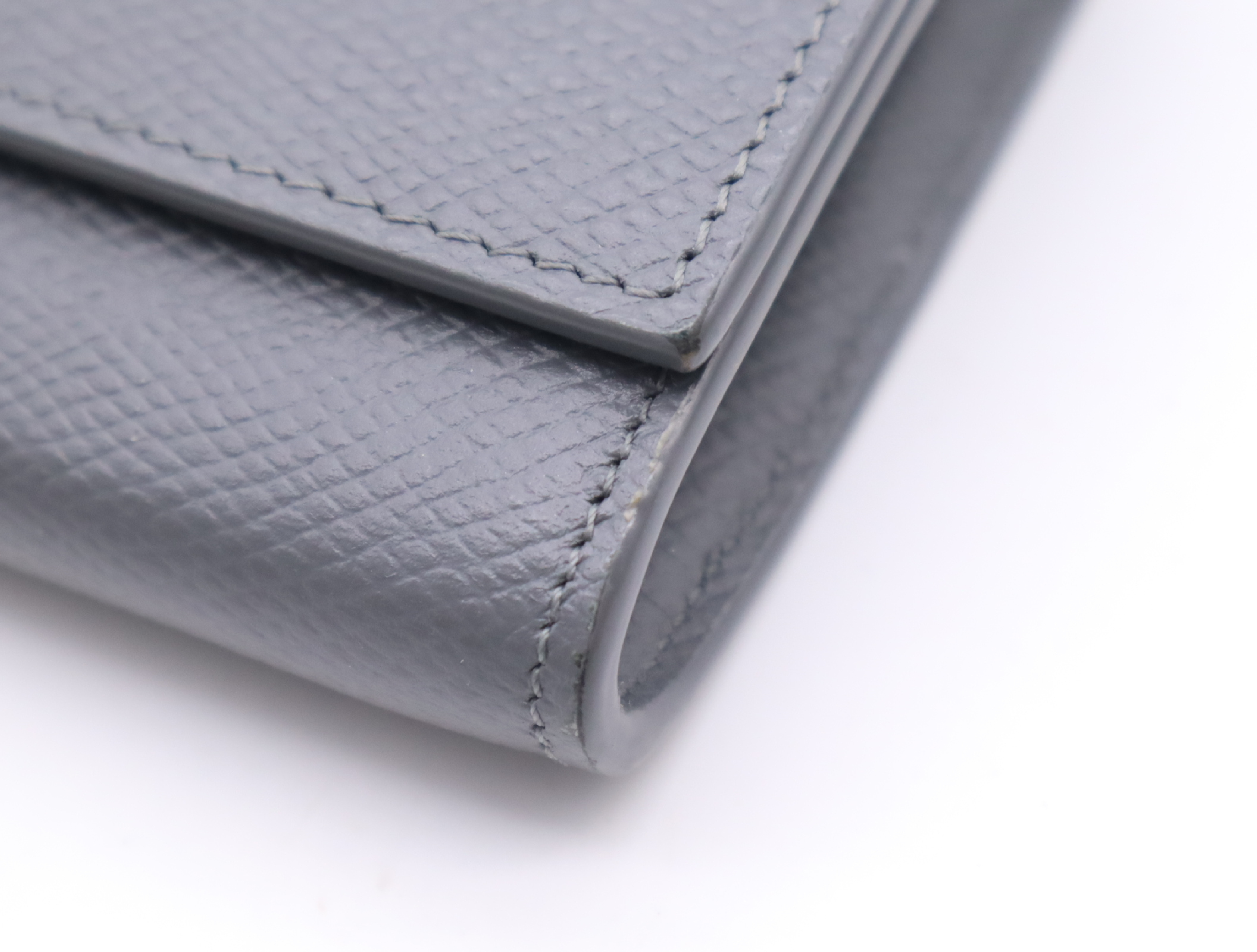 10B563BEL Grained Calfskin Large Flap Wallet, Gray — view 7