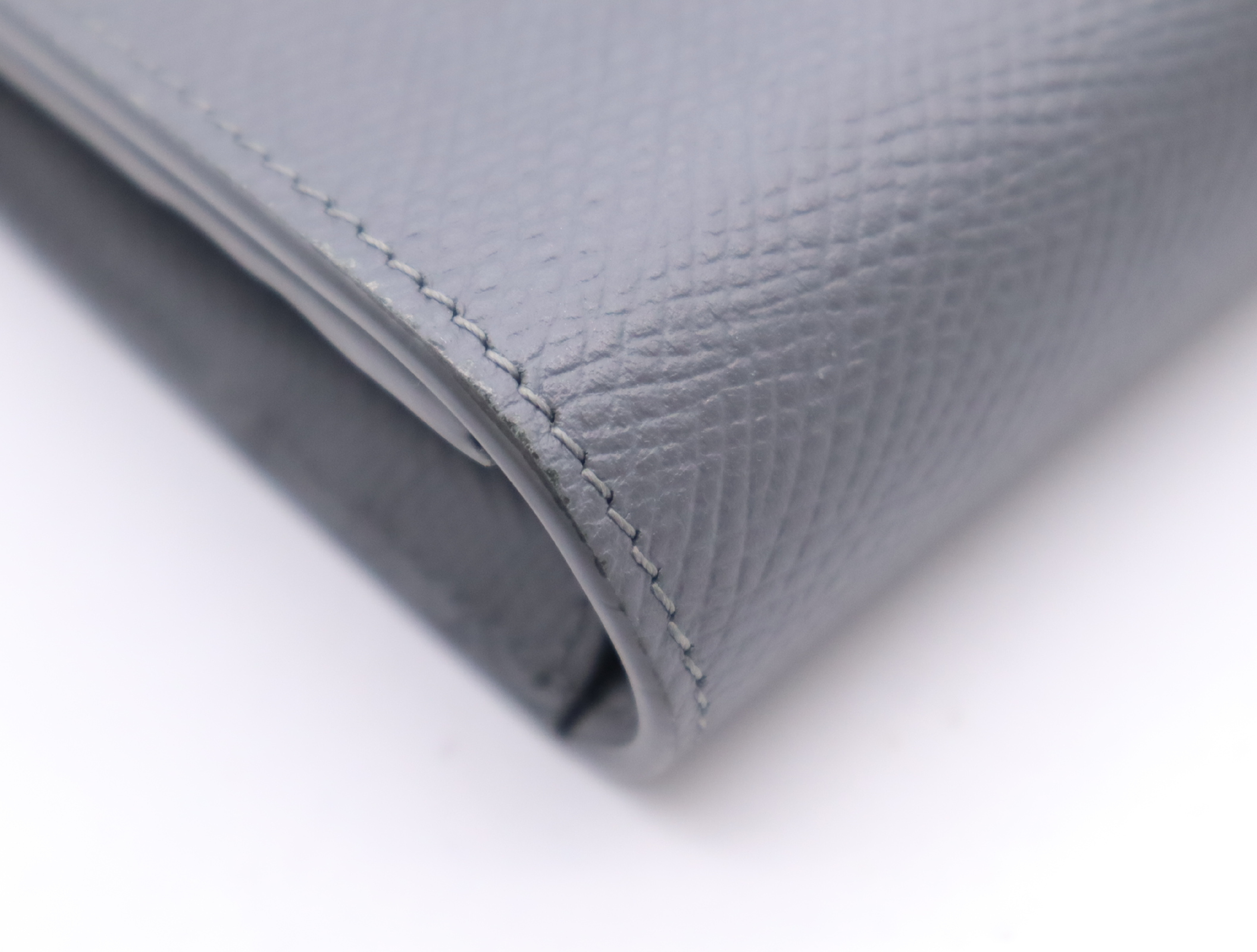 10B563BEL Grained Calfskin Large Flap Wallet, Gray — view 8