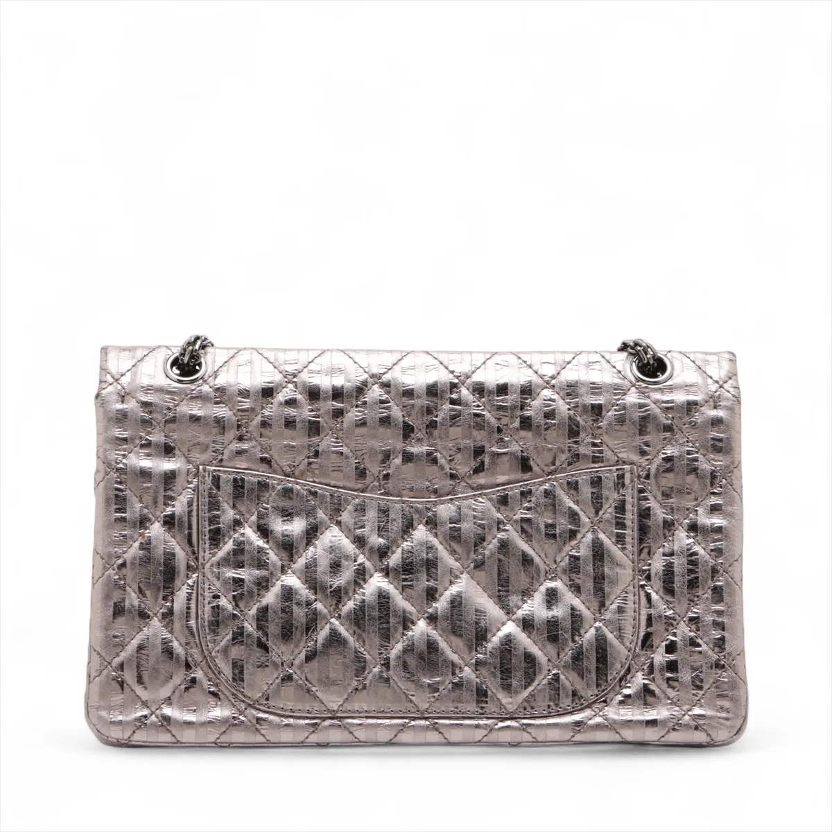 Matelassé 2.55 Maxi Vintage Calf Double Flap Double Chain Bag, Silver, Silver Hardware, 12282875, Serial Number 12-series, A37590 — view 2