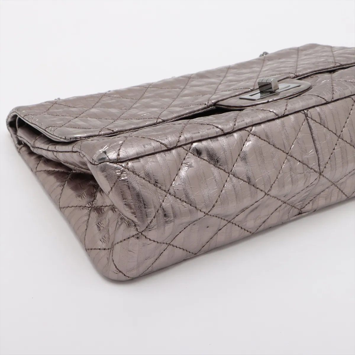 Matelassé 2.55 Maxi Vintage Calf Double Flap Double Chain Bag, Silver, Silver Hardware, 12282875, Serial Number 12-series, A37590 — view 4