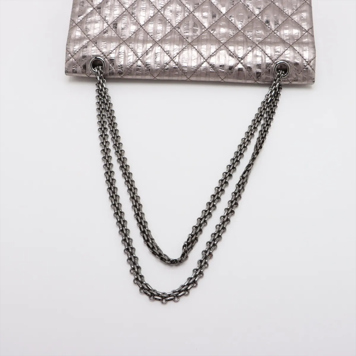 Matelassé 2.55 Maxi Vintage Calf Double Flap Double Chain Bag, Silver, Silver Hardware, 12282875, Serial Number 12-series, A37590 — view 5