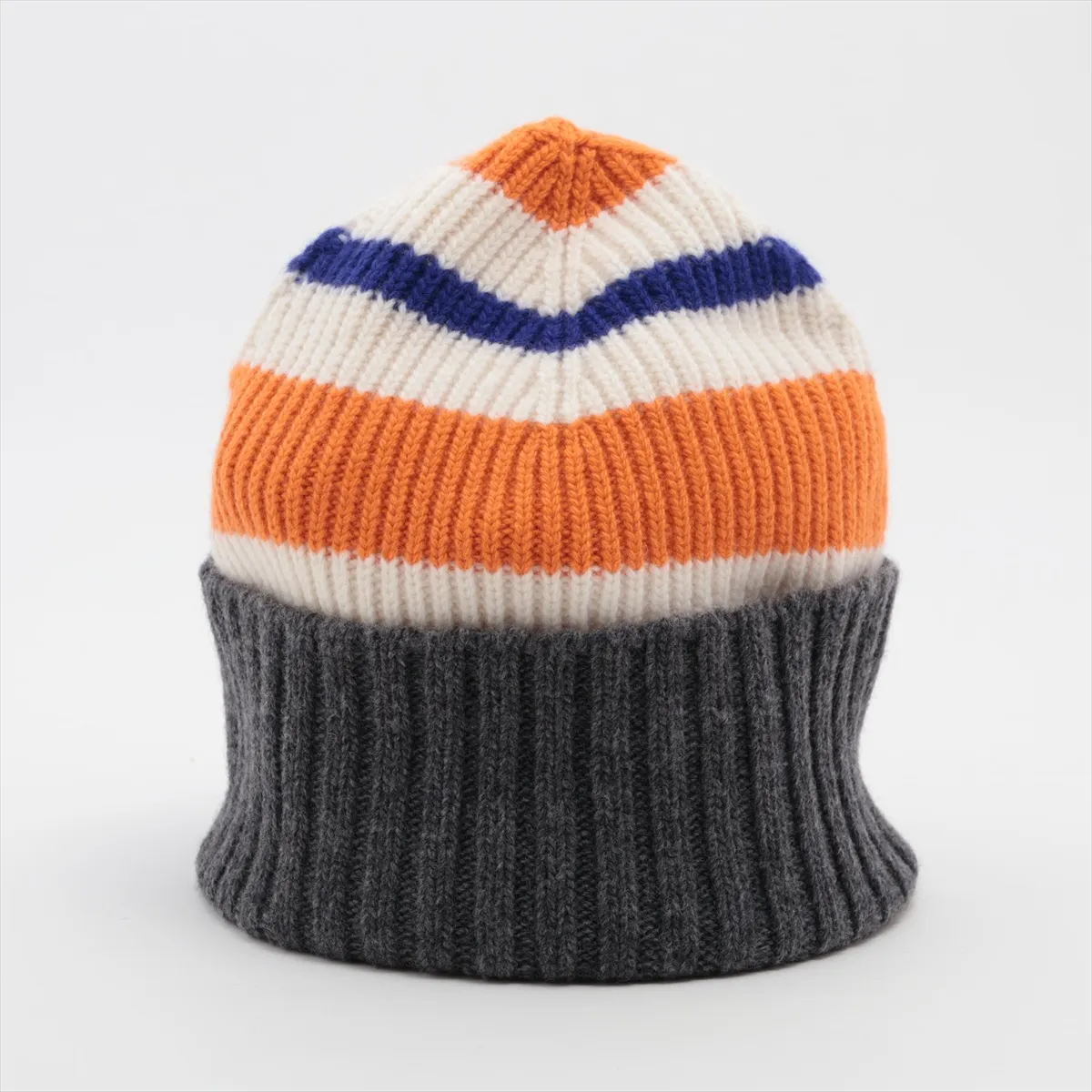 Anagram knit cap, wool, gray x orange, some wear and pilling. — view 3