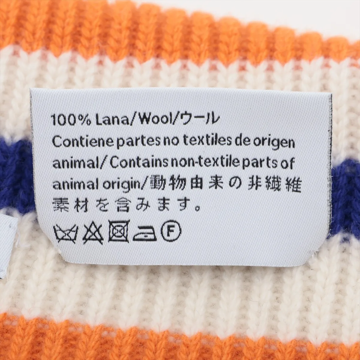 Anagram knit cap, wool, gray x orange, some wear and pilling. — view 6