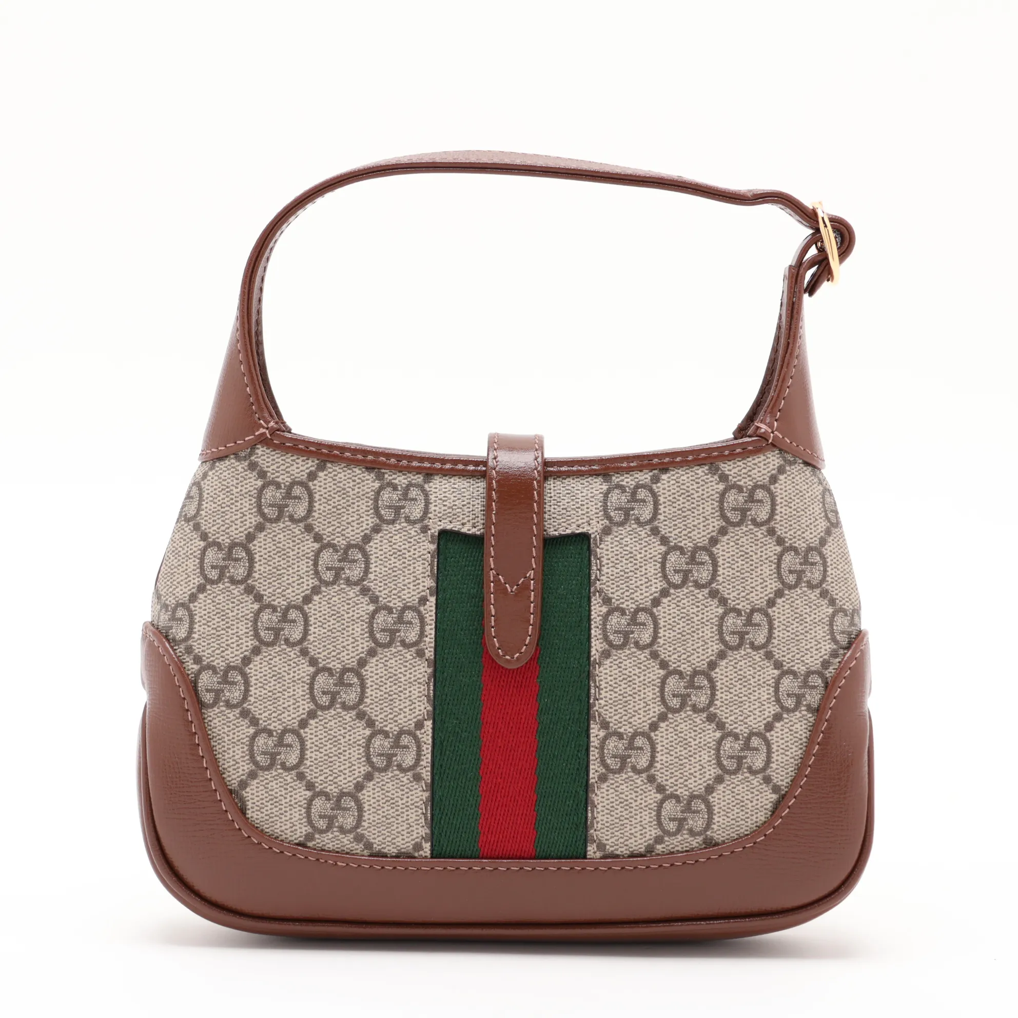 GG Supreme Jackie 1961 PVC x Leather Shoulder Bag, Beige x Brown, 637092 — view 2
