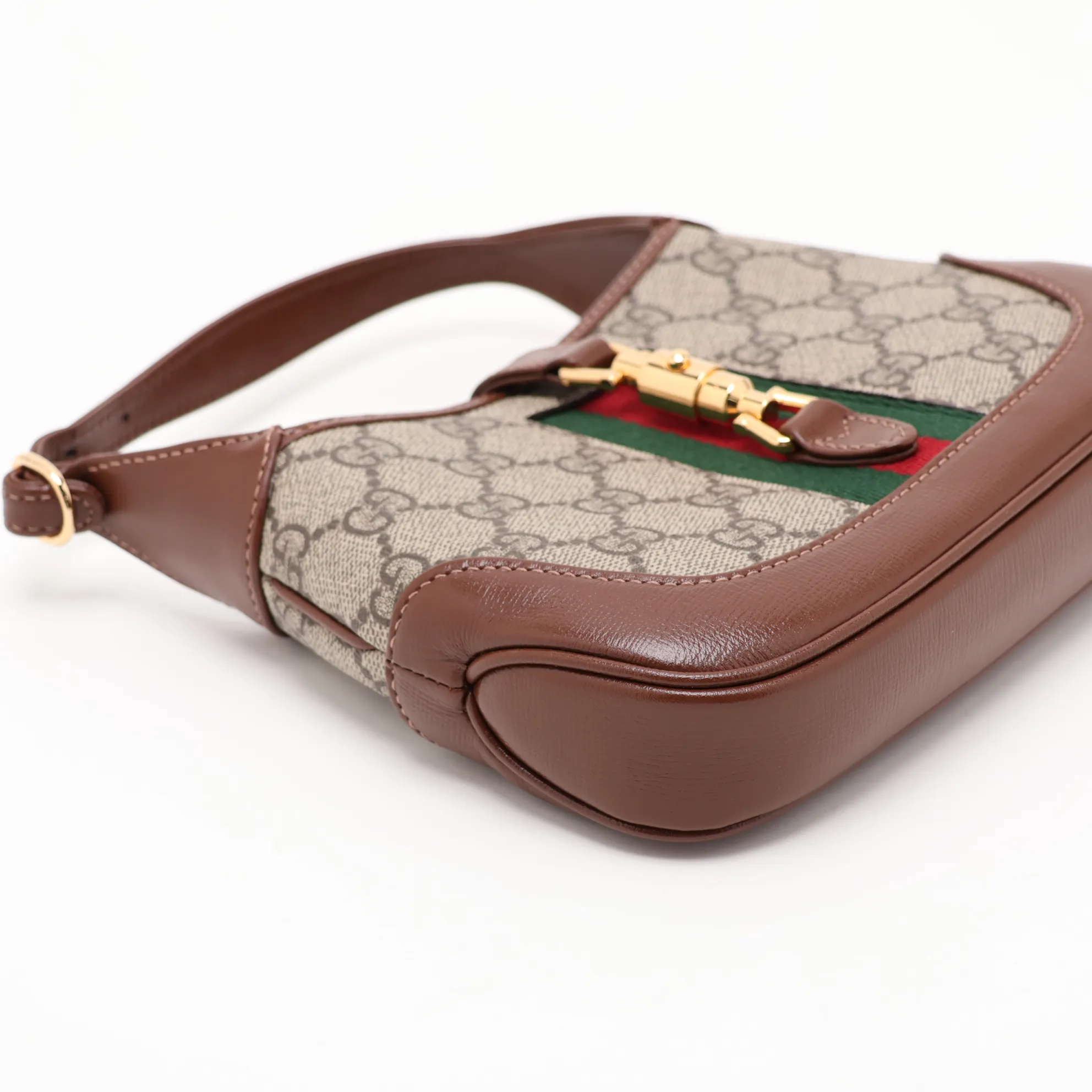 GG Supreme Jackie 1961 PVC x Leather Shoulder Bag, Beige x Brown, 637092 — view 4