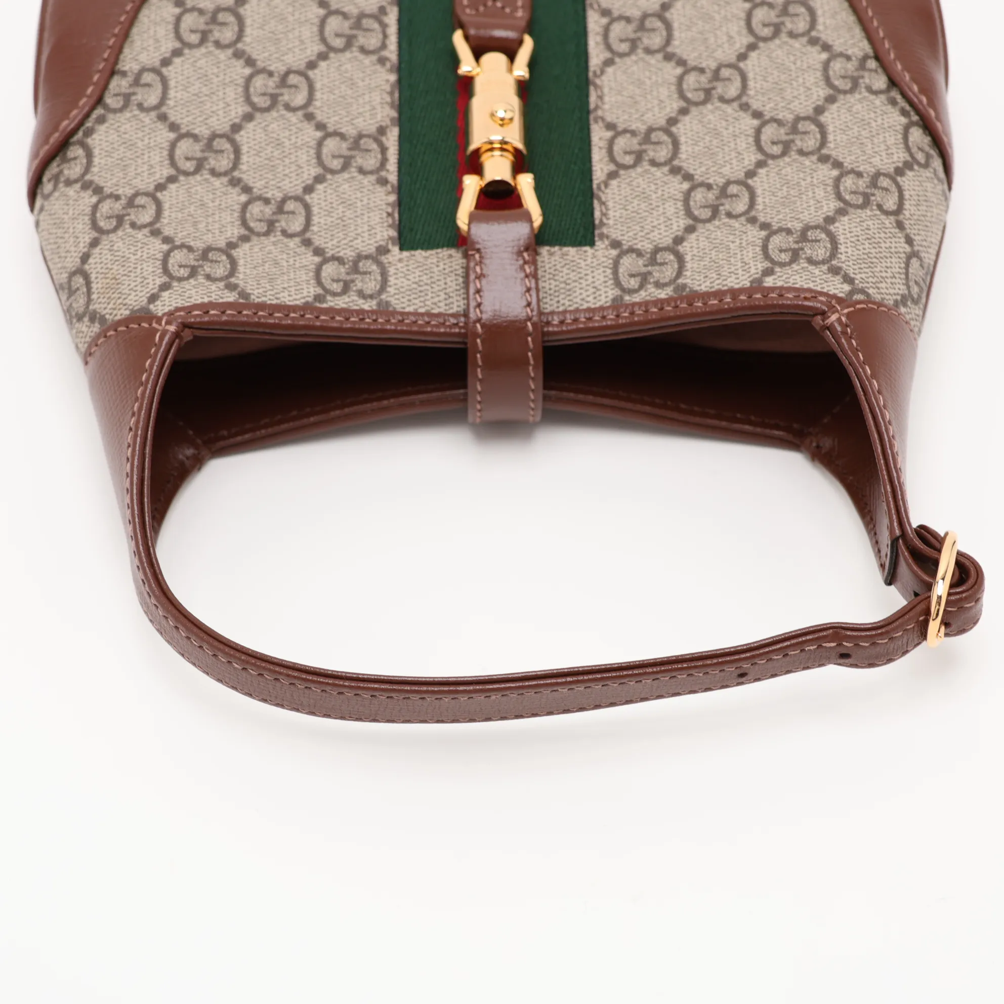 GG Supreme Jackie 1961 PVC x Leather Shoulder Bag, Beige x Brown, 637092 — view 5