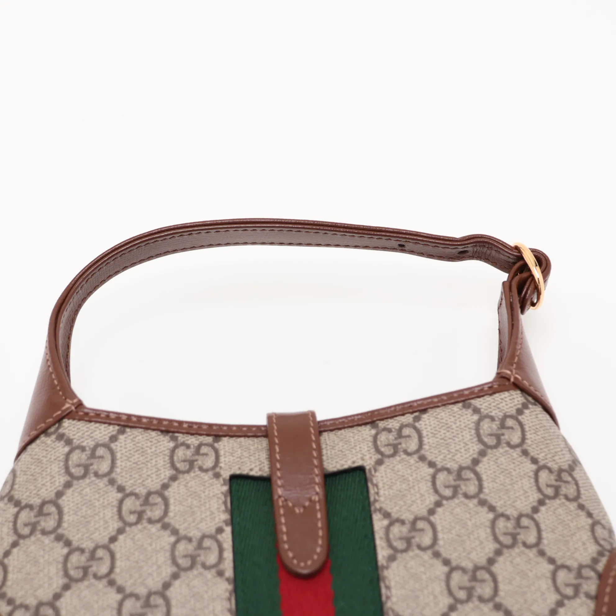 GG Supreme Jackie 1961 PVC x Leather Shoulder Bag, Beige x Brown, 637092 — view 6