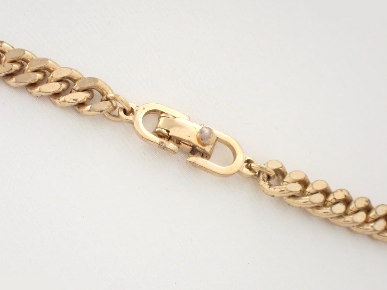 Necklace, CD design, rhinestones, curb chain, gold plated, total length approximately 40cm — view 2