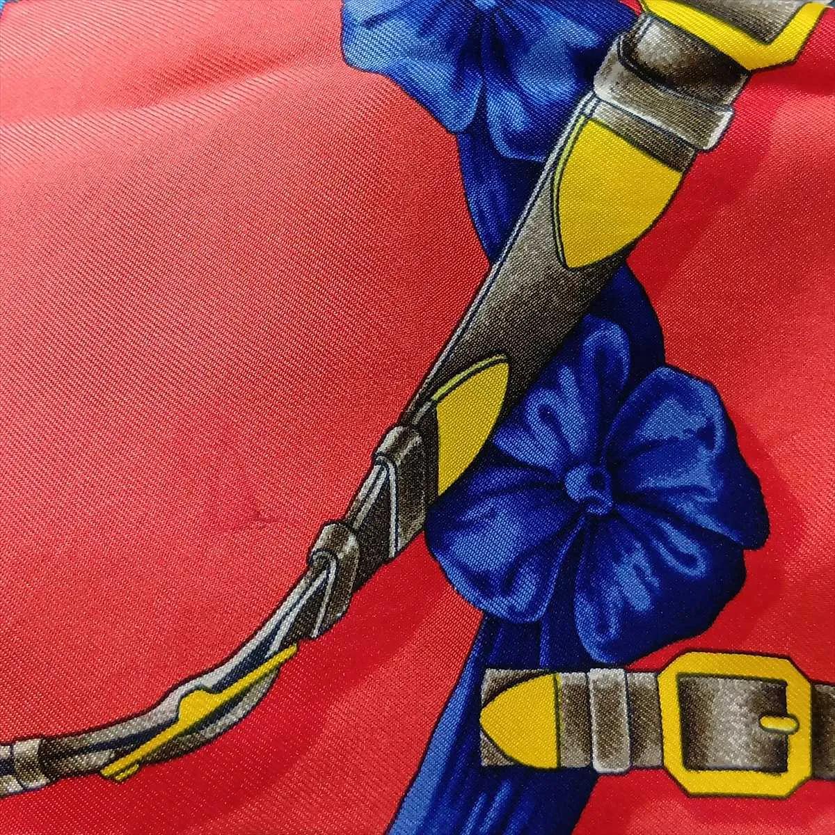 Carre 90 GRAND MANEGE (Grand Taming Technique) Scarf, Silk, Red x Blue. Shows wear, — view 7