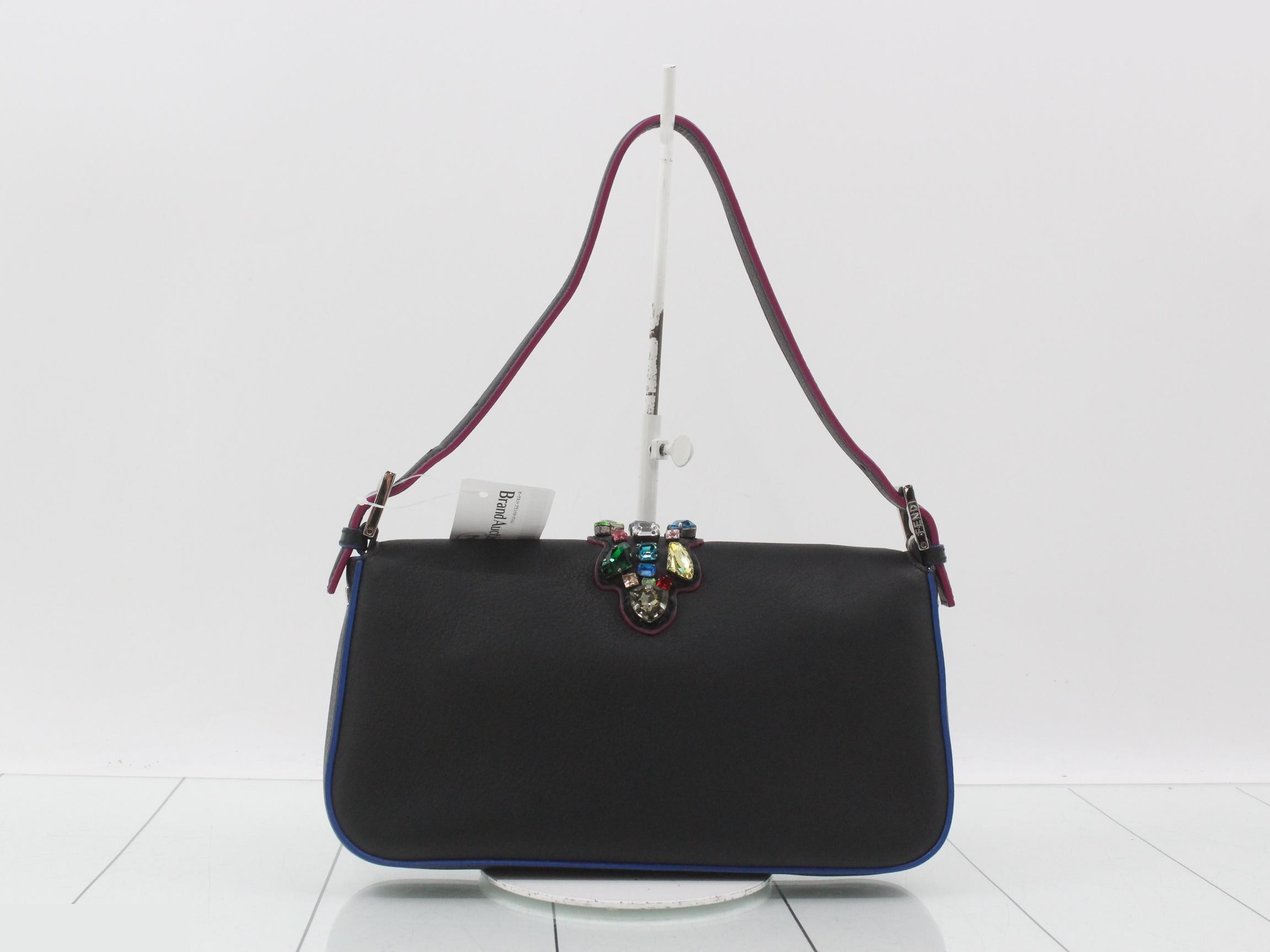 Baguette Leather Jeweled One-Shoulder Bag — view 2
