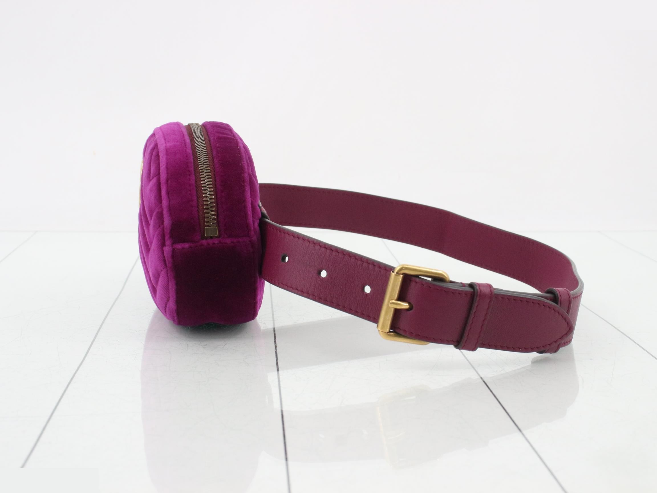 GG Marmont Velvet Bum Bag/Waist Bag, Purple — view 3
