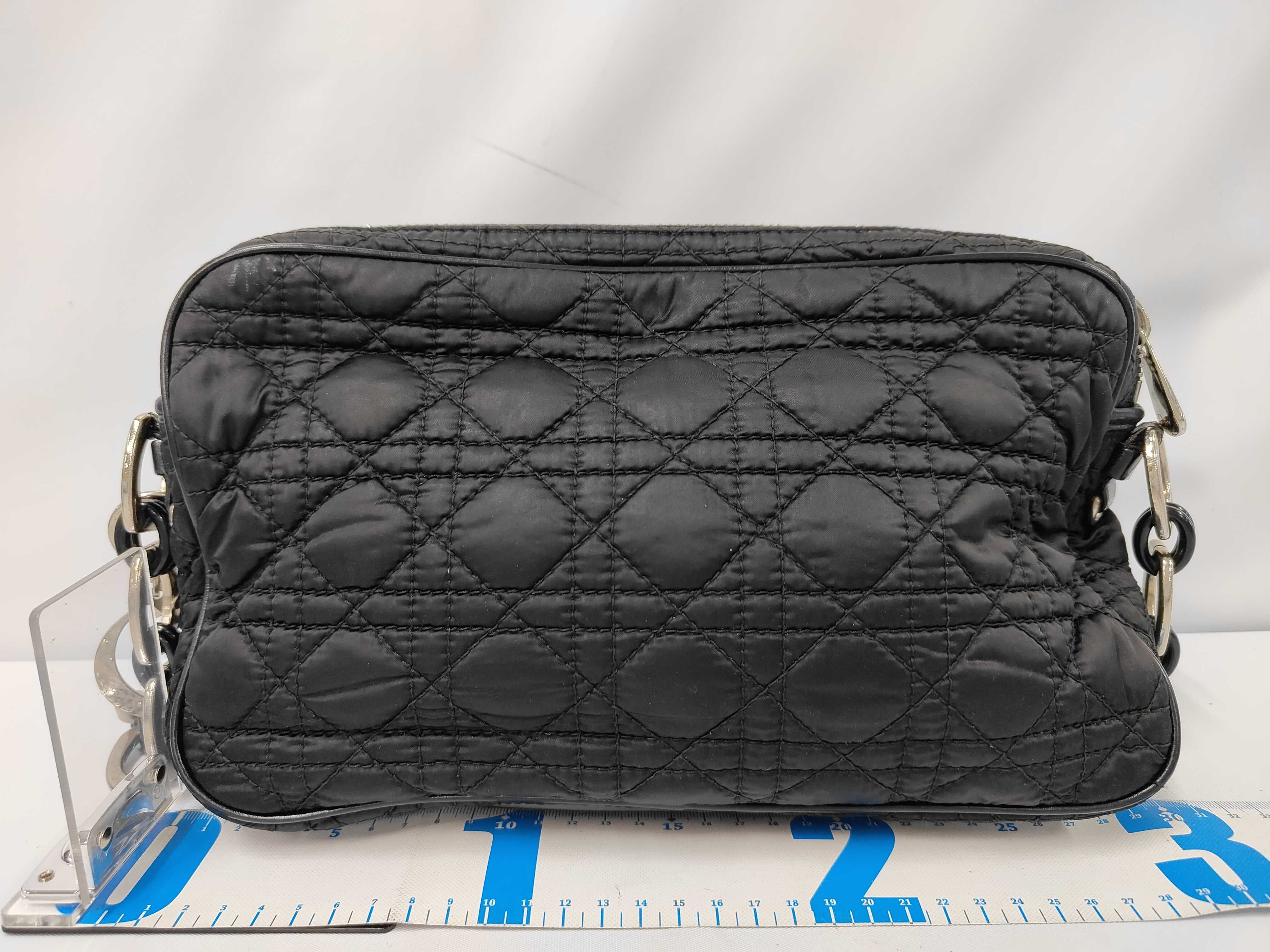 Cannage One-Shoulder Nylon x Leather Black Shoulder Bag — view 2