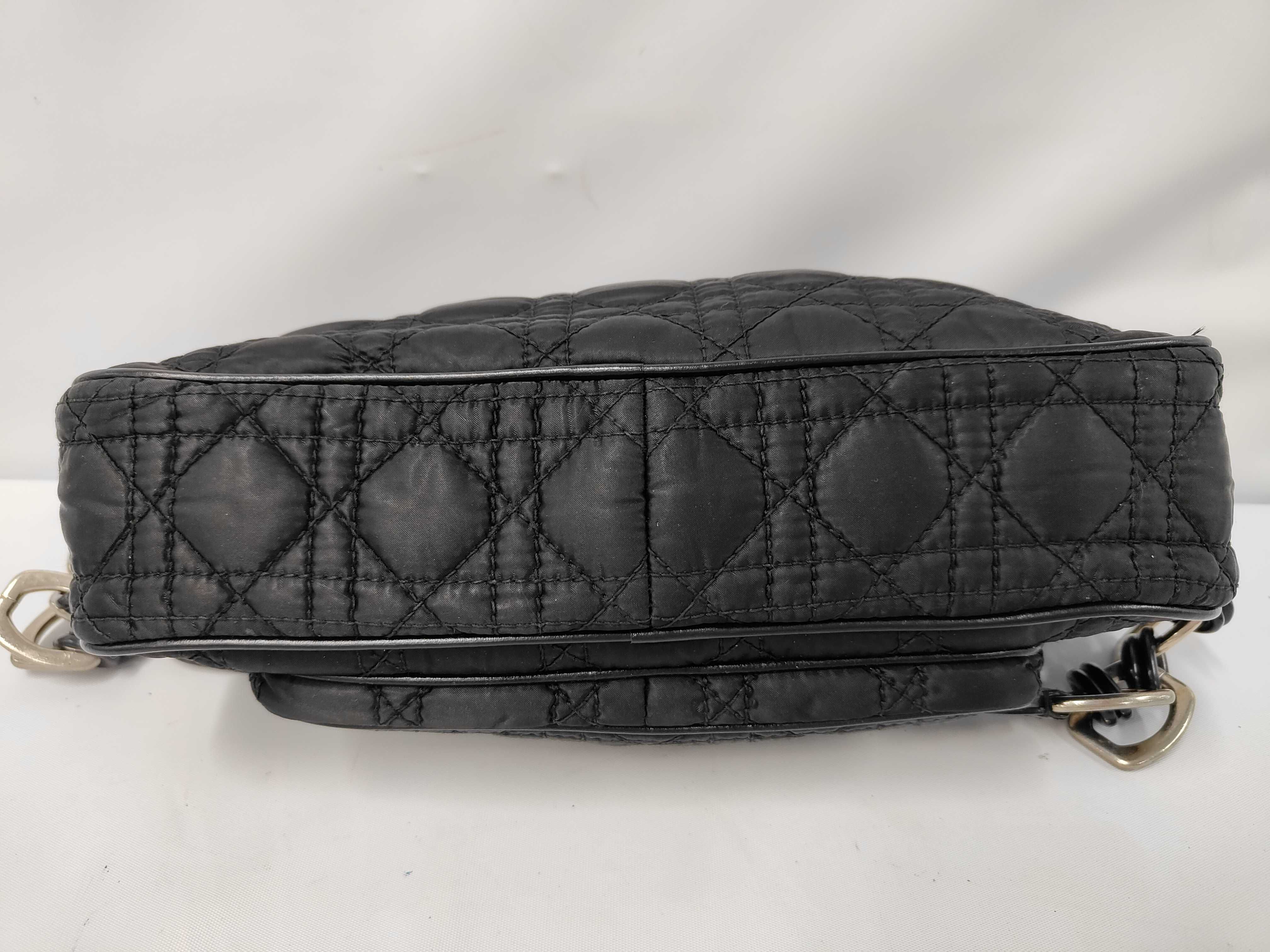 Cannage One-Shoulder Nylon x Leather Black Shoulder Bag — view 3