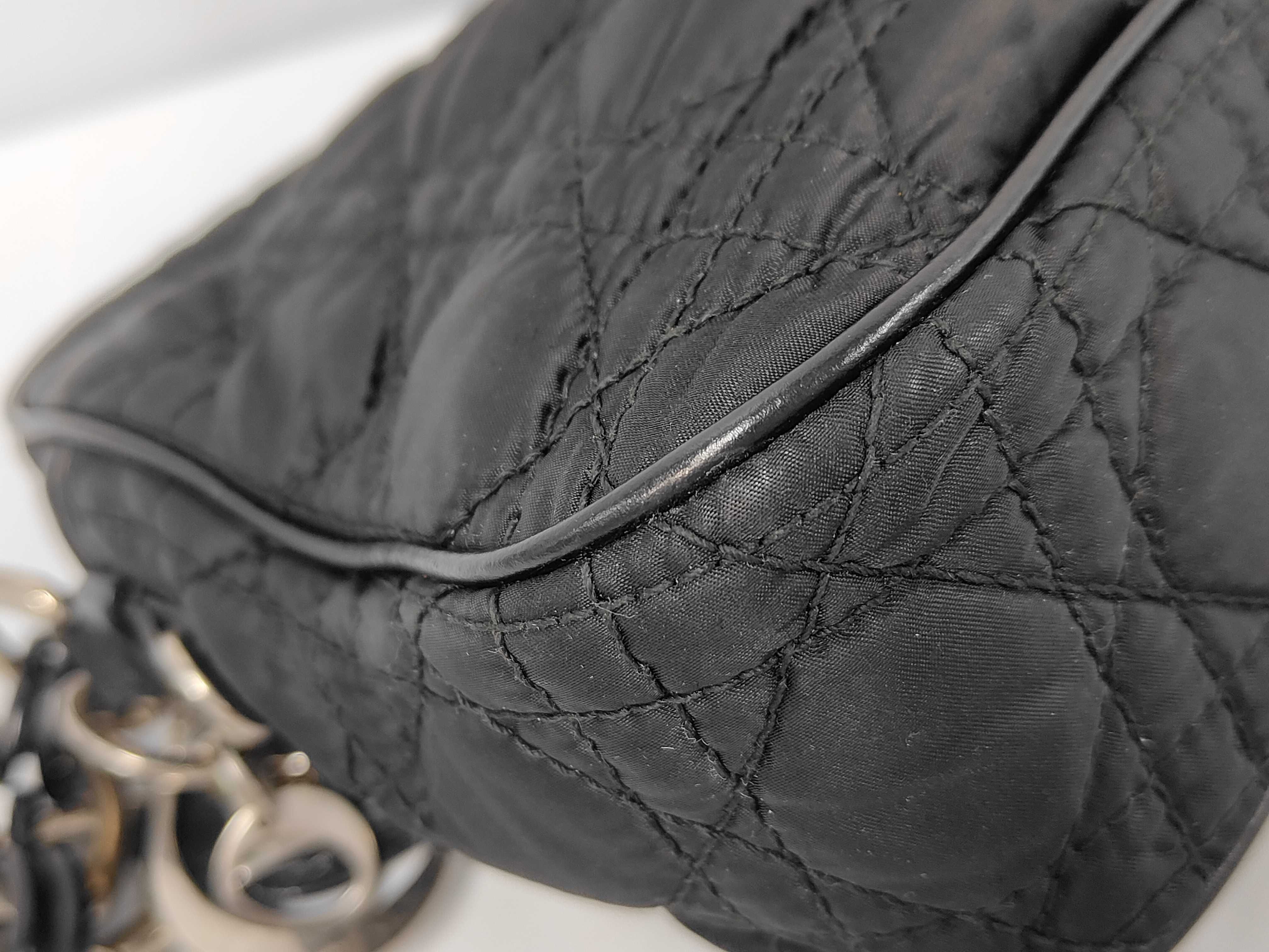 Cannage One-Shoulder Nylon x Leather Black Shoulder Bag — view 4