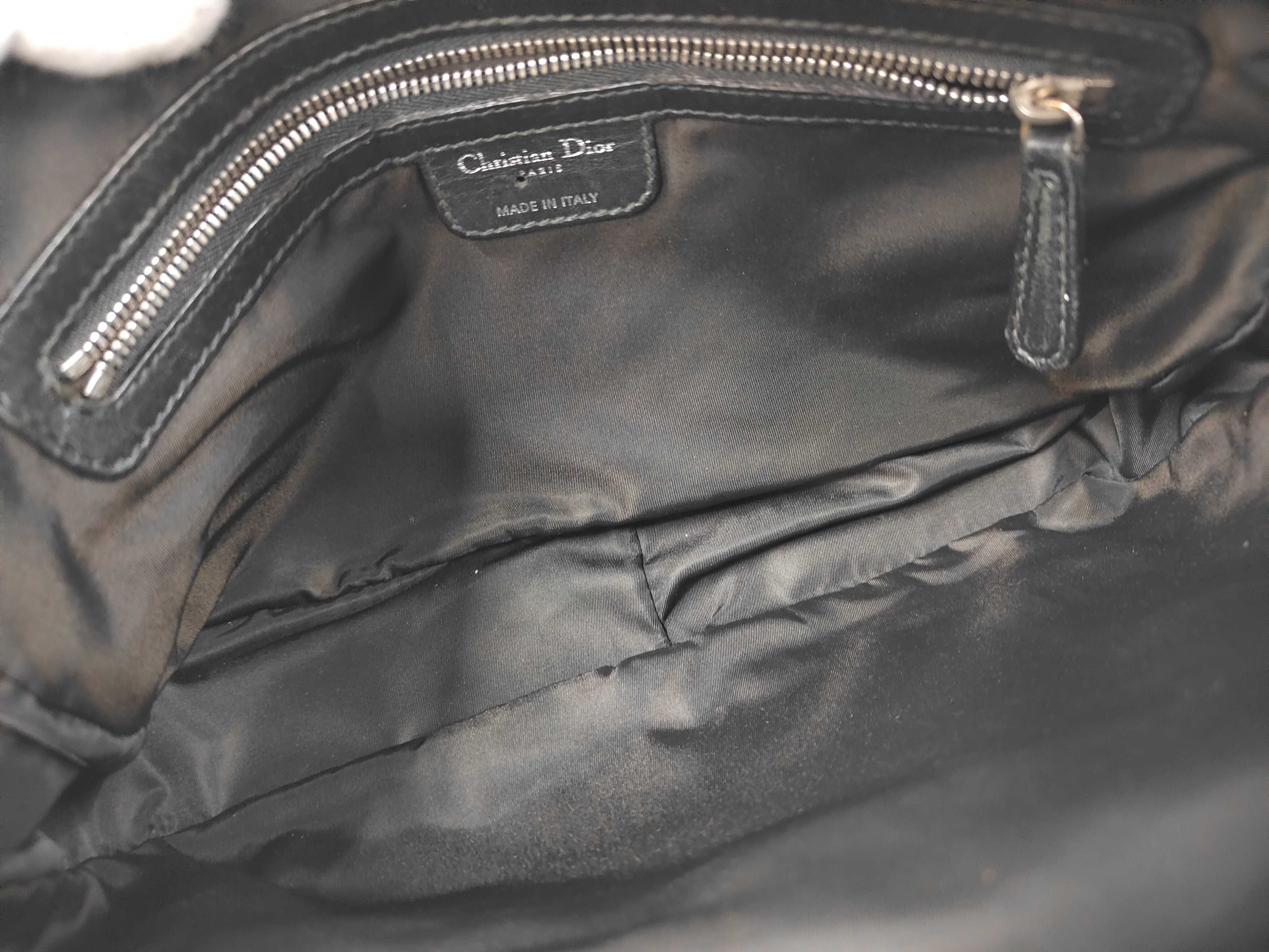 Cannage One-Shoulder Nylon x Leather Black Shoulder Bag — view 9