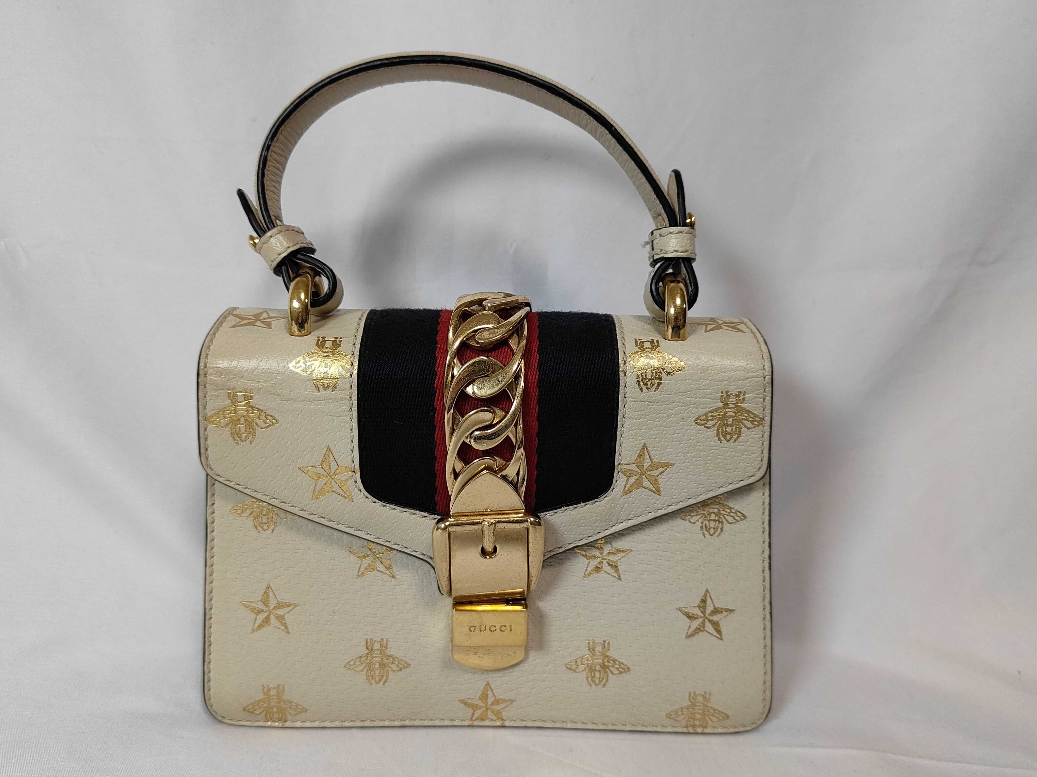 Sylvie Leather 2-Way Handbag, White, 470270 (Handbag)