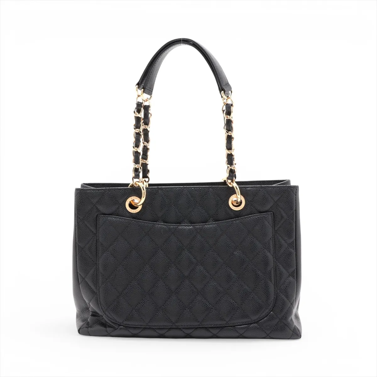 GST Caviar Skin Chain Tote Bag, Black with Gold Hardware, 19970392, Serial Number 19 — view 2
