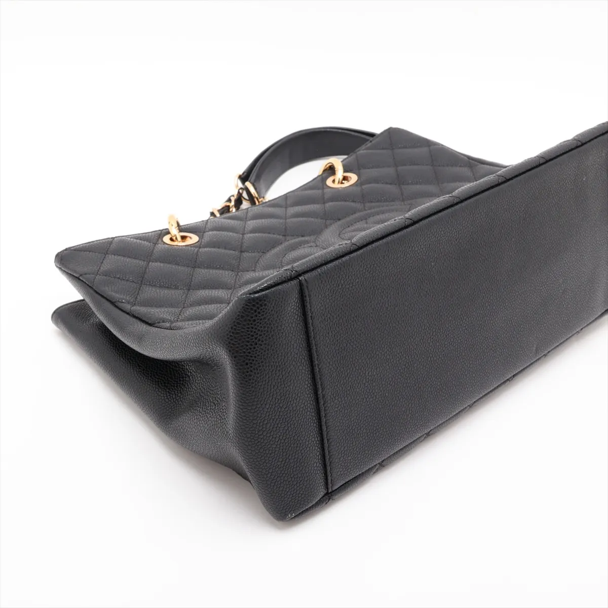 GST Caviar Skin Chain Tote Bag, Black with Gold Hardware, 19970392, Serial Number 19 — view 4