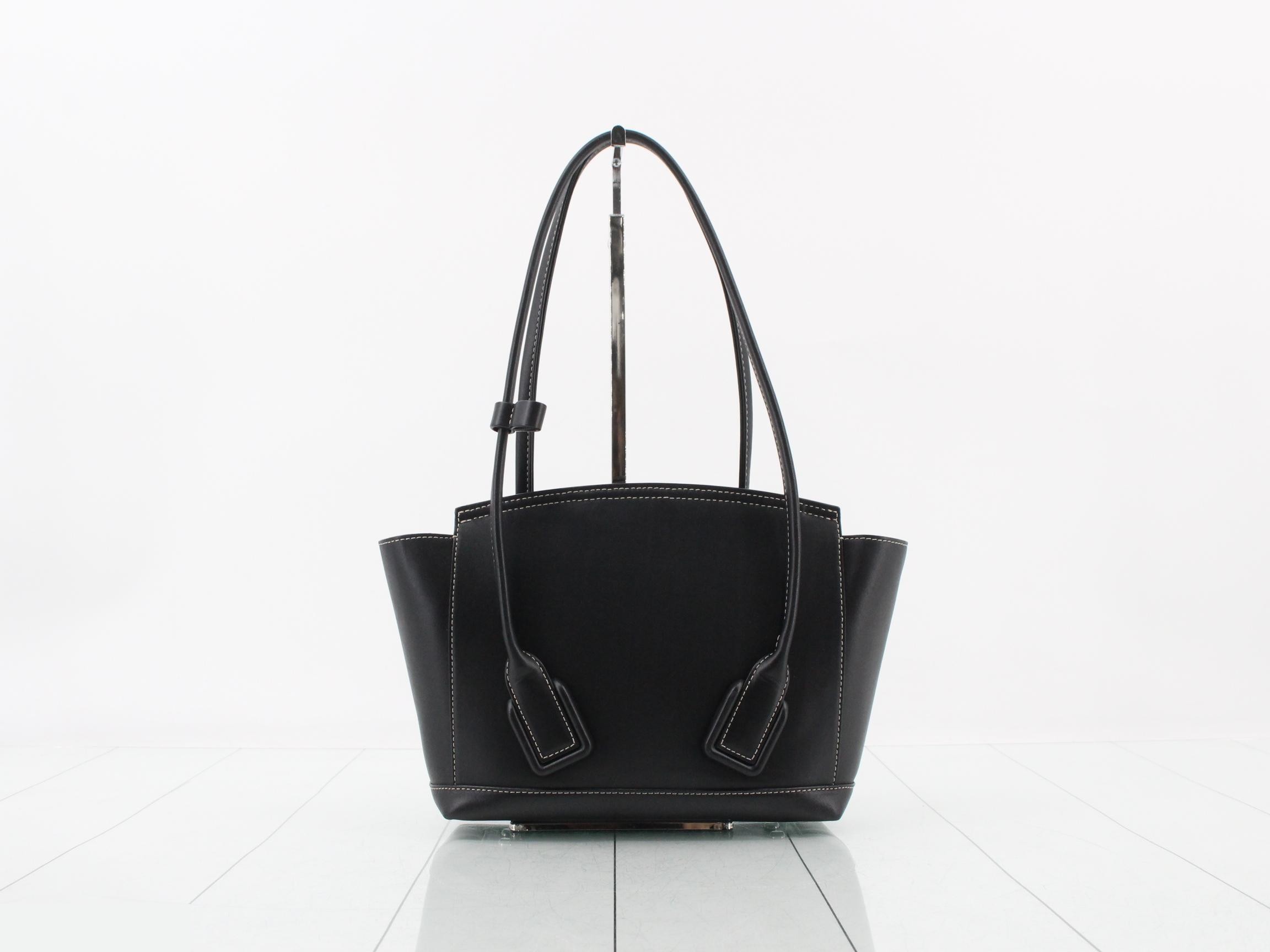 Small Zaarco Leather Semi-Shoulder Bag, Black — view 2