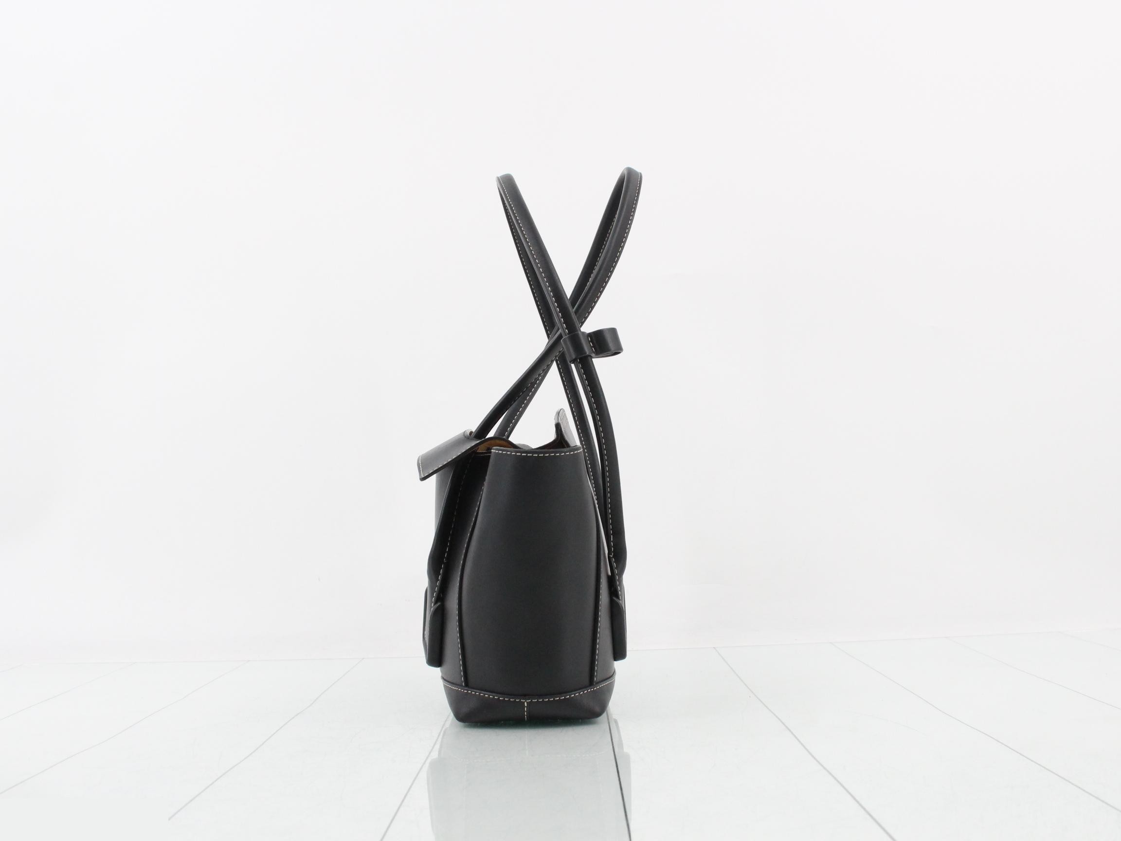 Small Zaarco Leather Semi-Shoulder Bag, Black — view 3