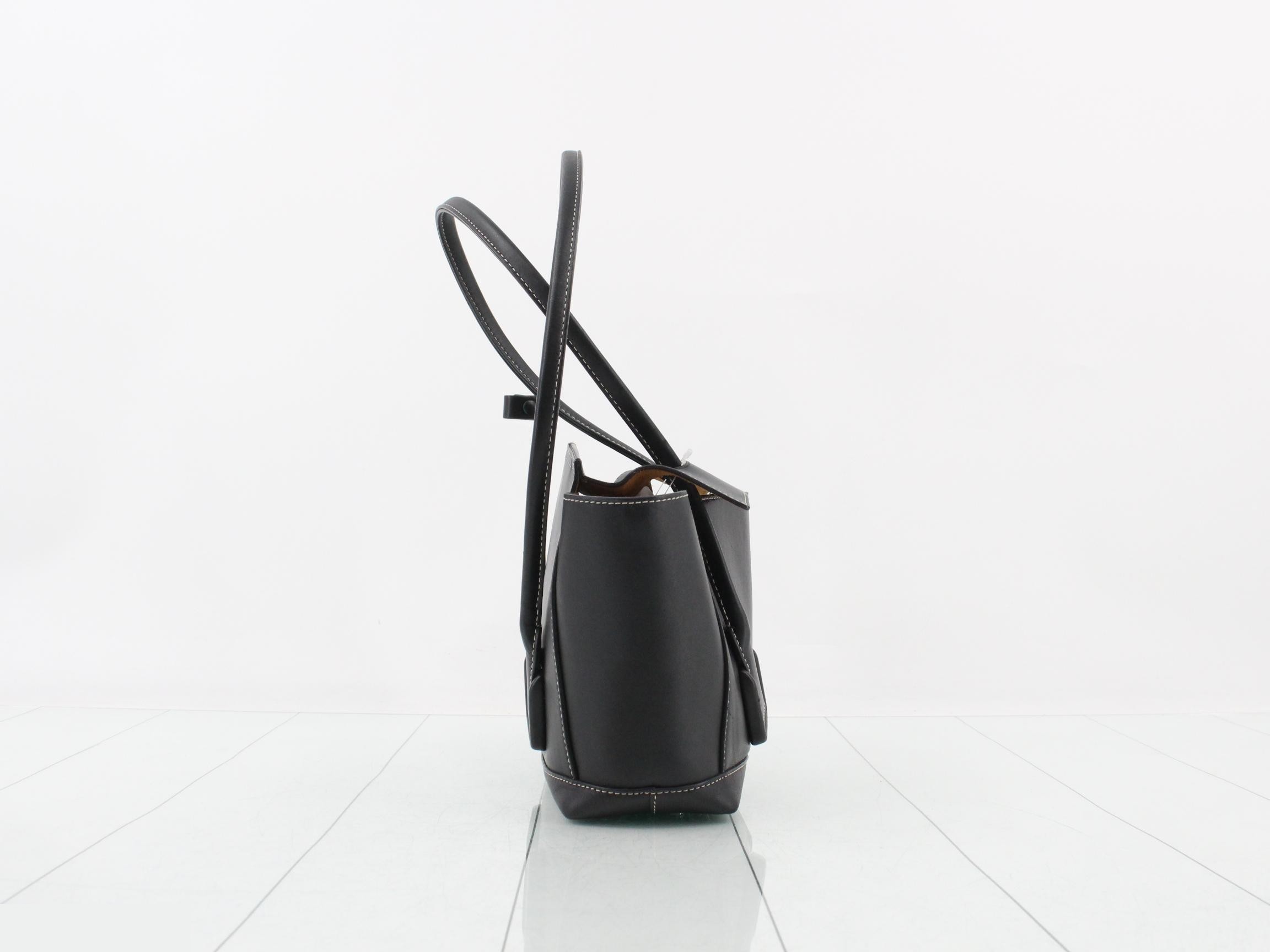 Small Zaarco Leather Semi-Shoulder Bag, Black — view 4