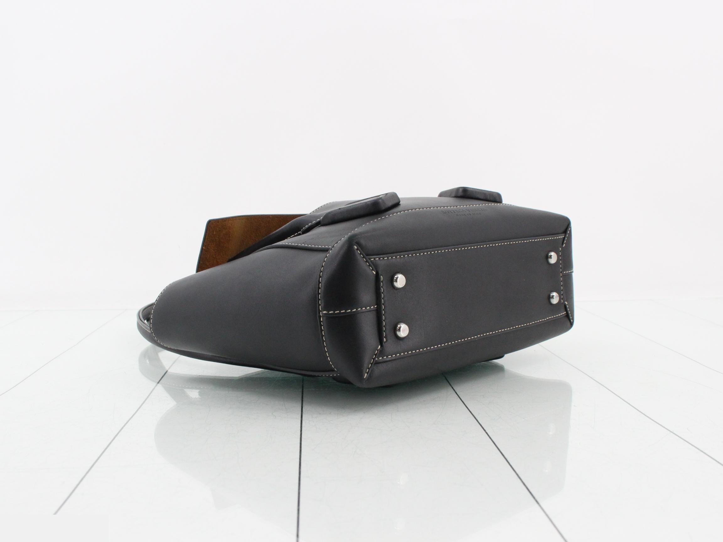 Small Zaarco Leather Semi-Shoulder Bag, Black — view 5