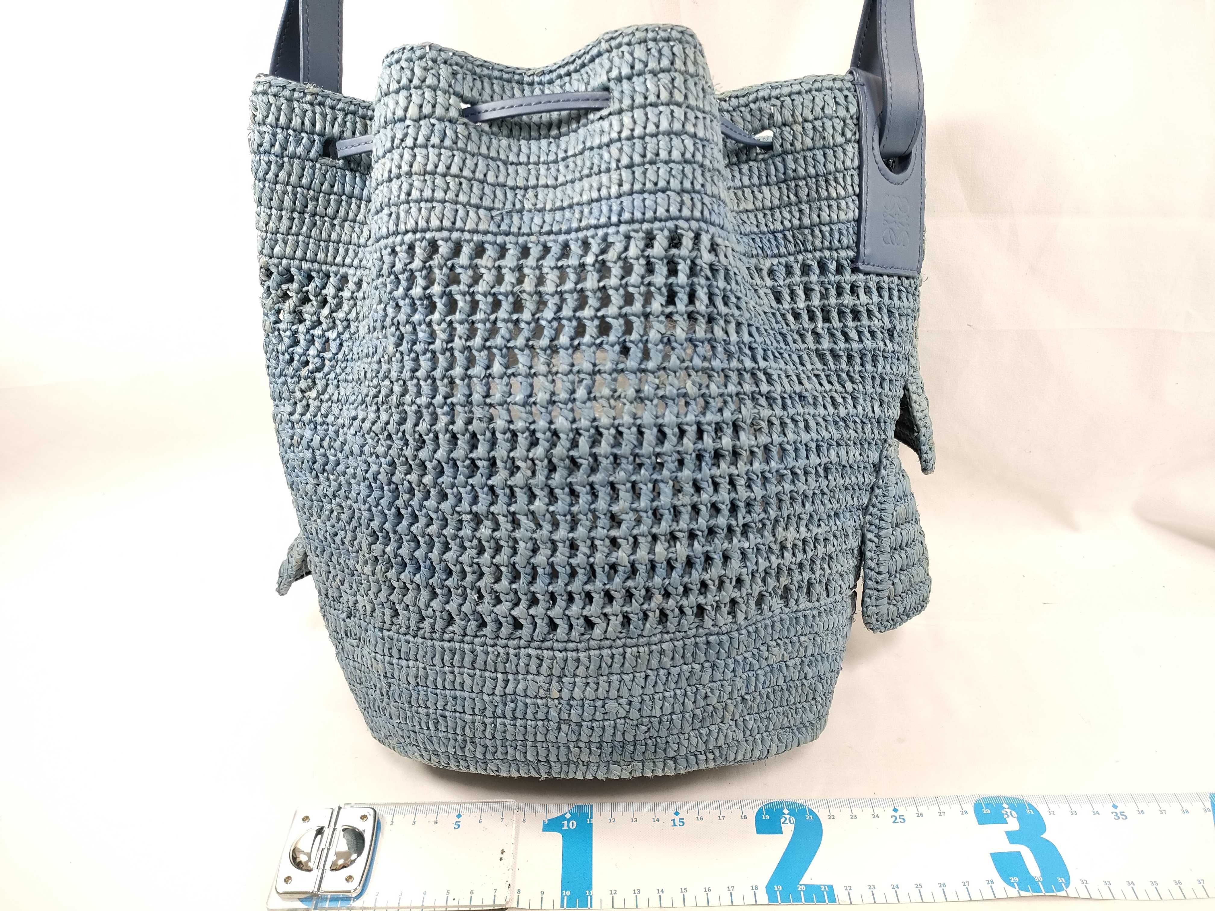 Balloon Frill Raffia x Leather Shoulder Bag — view 2