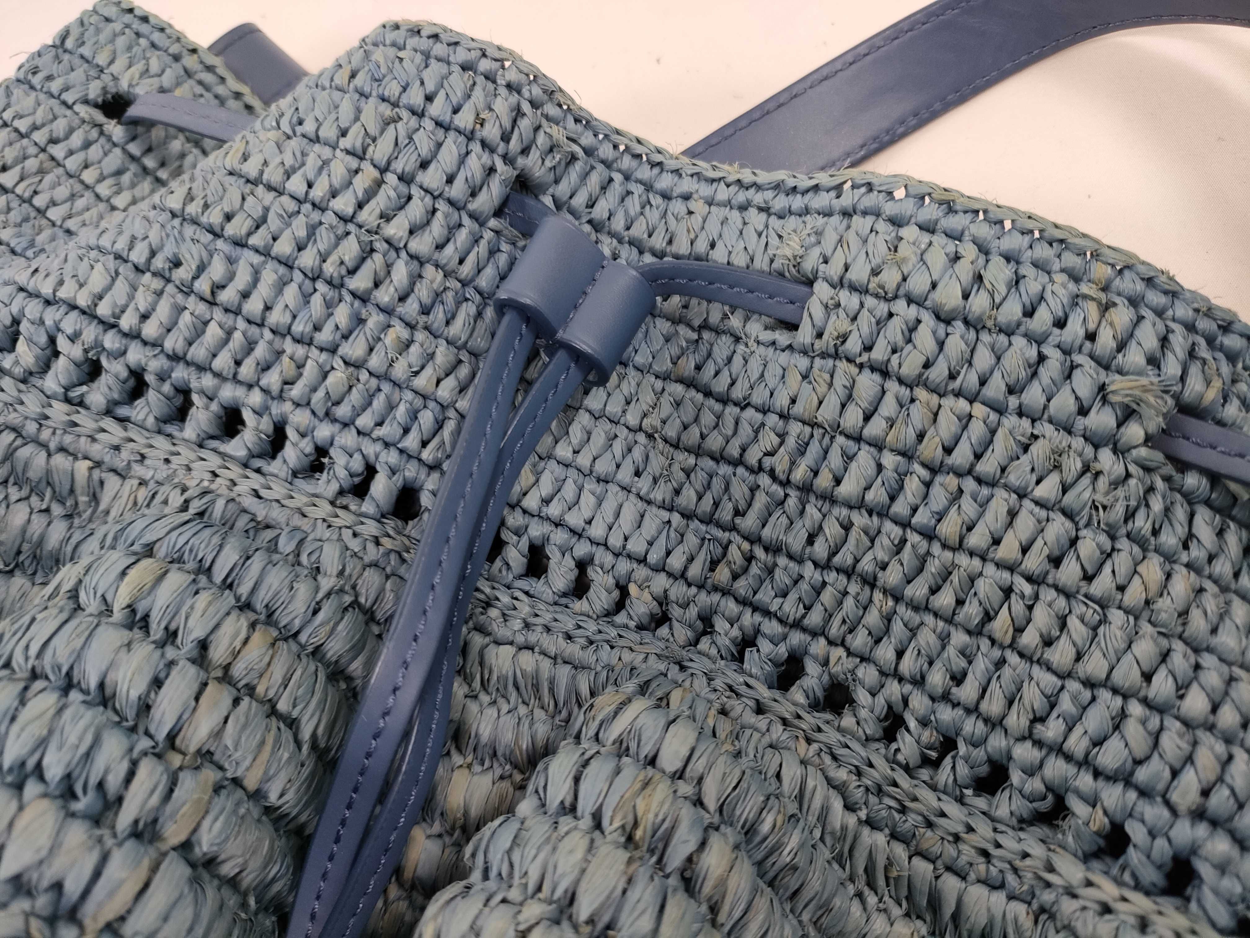 Balloon Frill Raffia x Leather Shoulder Bag — view 13