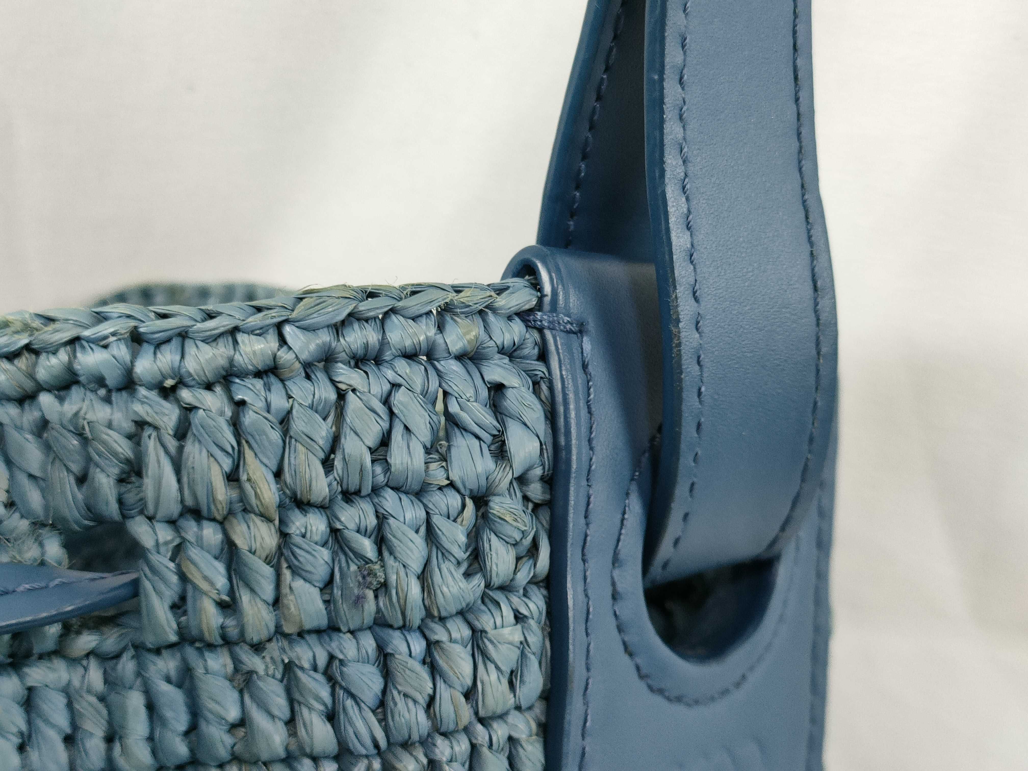 Balloon Frill Raffia x Leather Shoulder Bag — view 3
