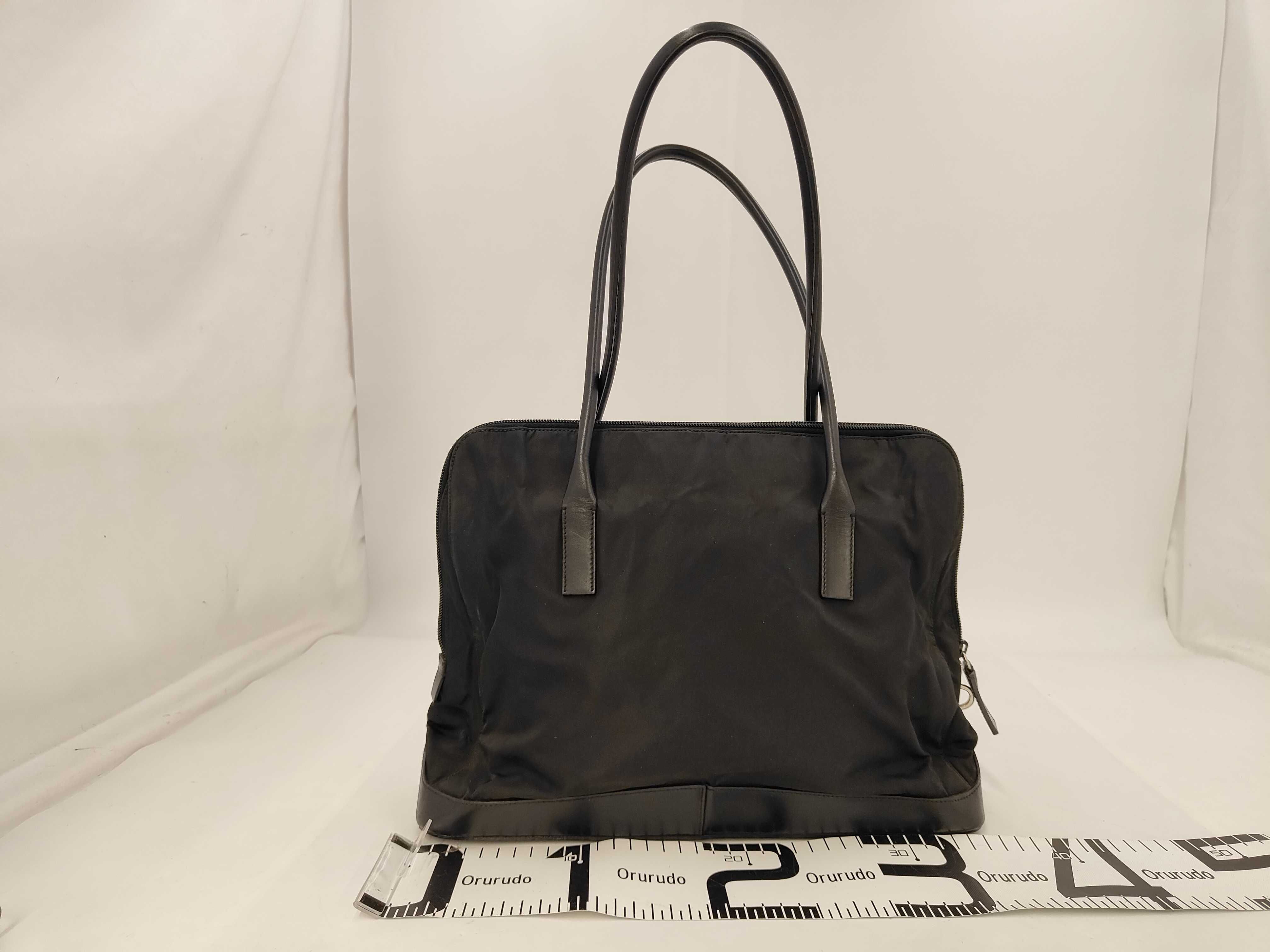 Nylon and Leather Shoulder Tote Handbag with Dial Lock and Key Ring — view 2