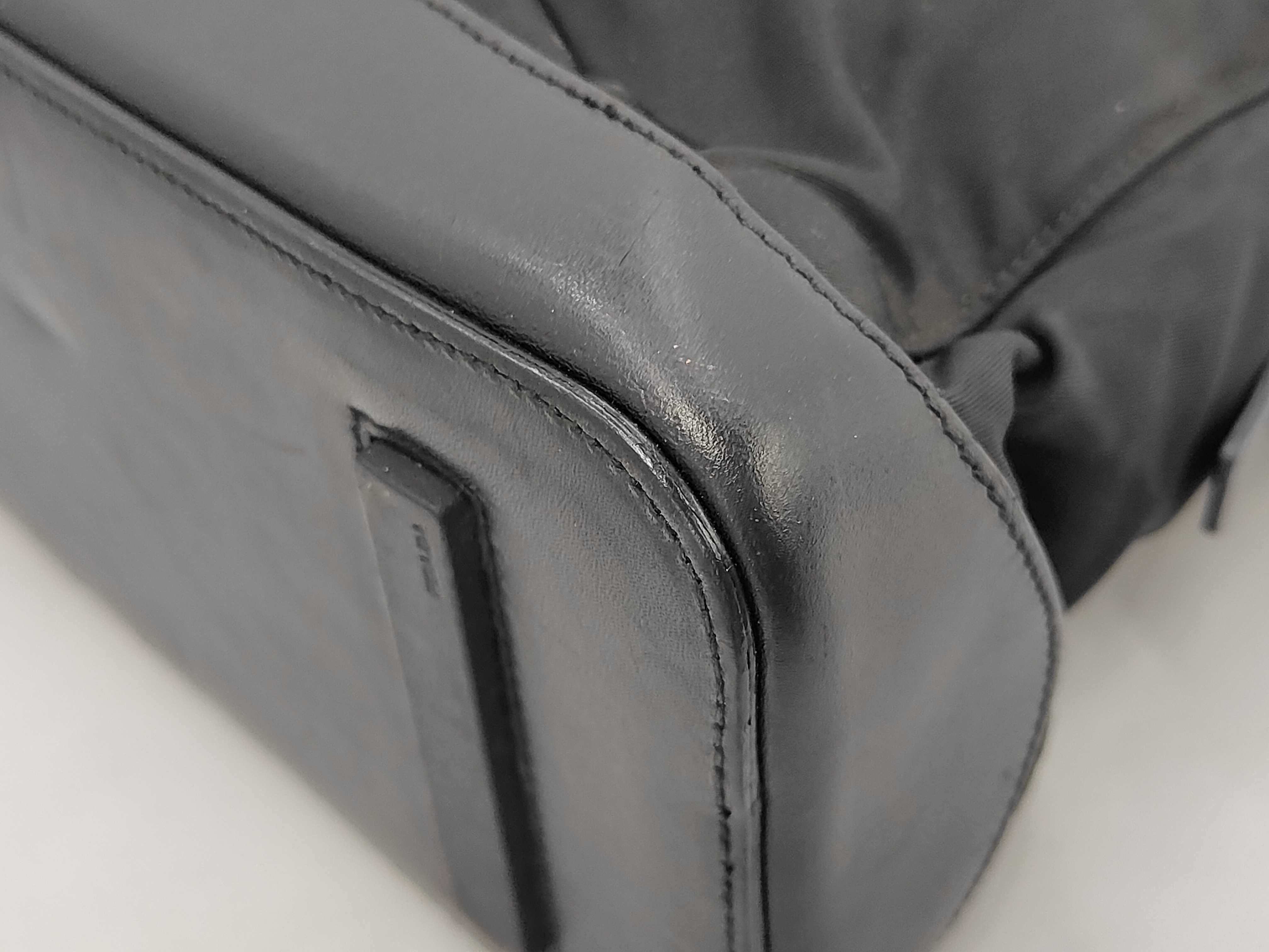 Nylon and Leather Shoulder Tote Handbag with Dial Lock and Key Ring — view 4