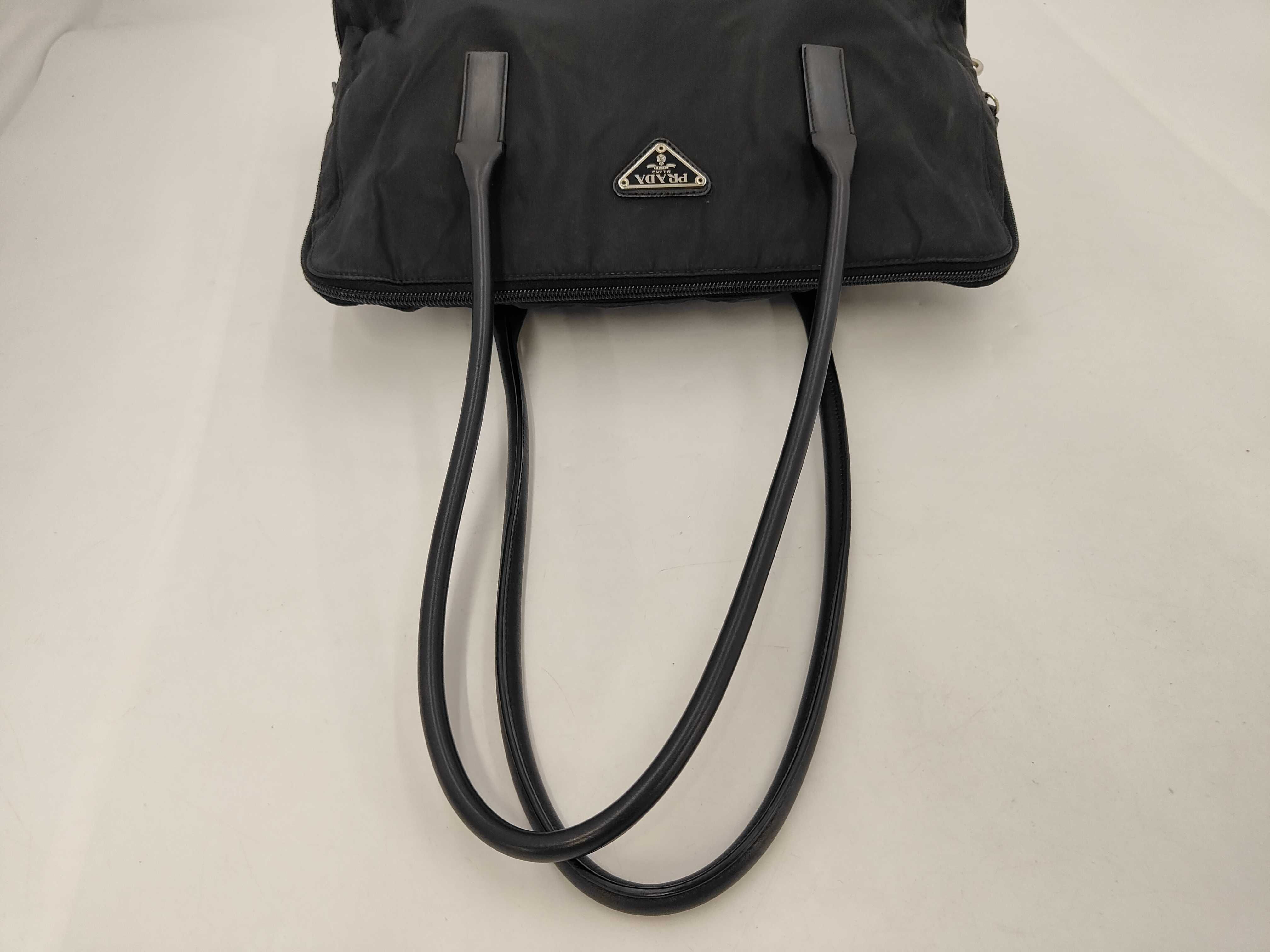 Nylon and Leather Shoulder Tote Handbag with Dial Lock and Key Ring — view 5