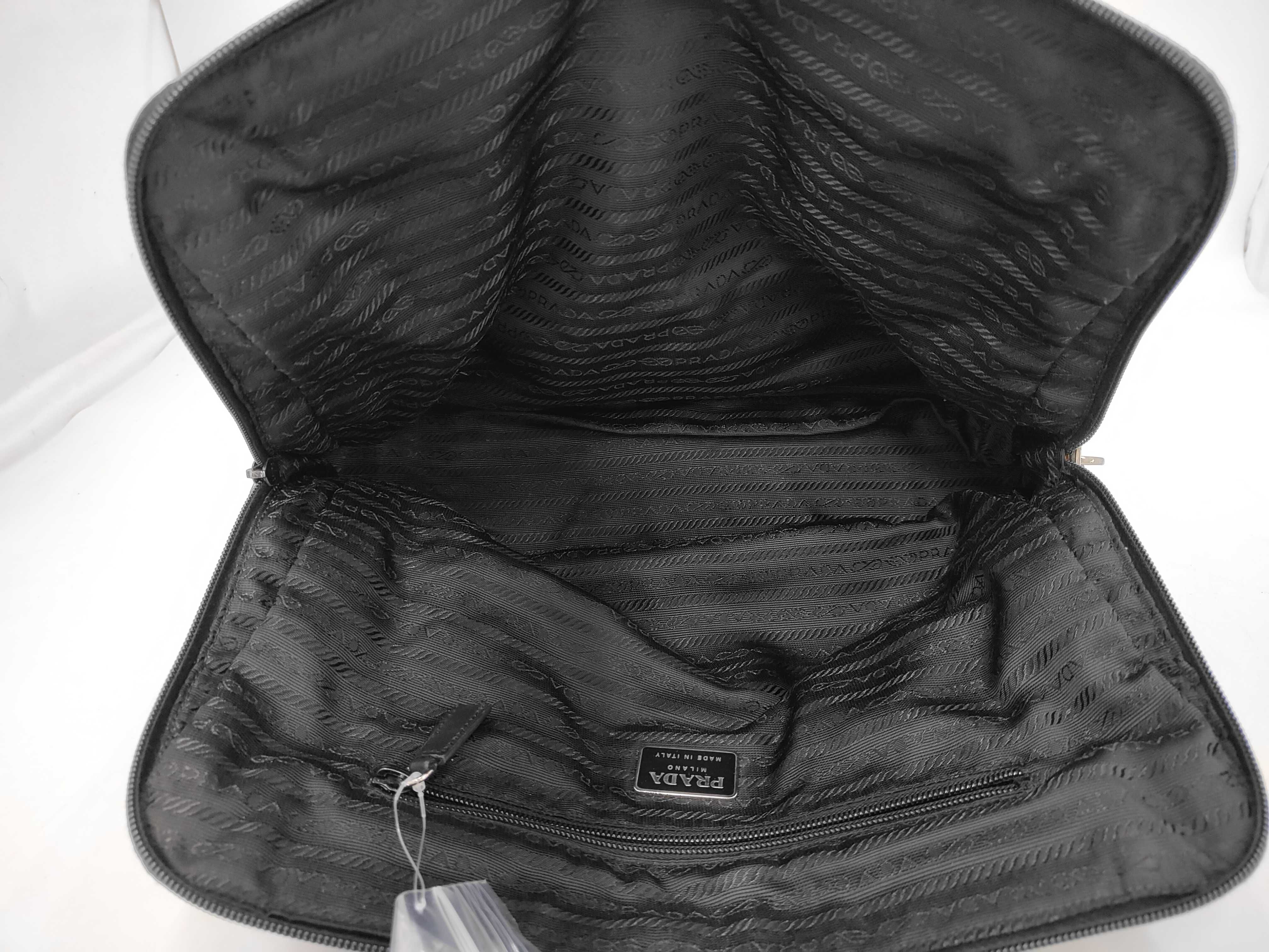 Nylon and Leather Shoulder Tote Handbag with Dial Lock and Key Ring — view 8